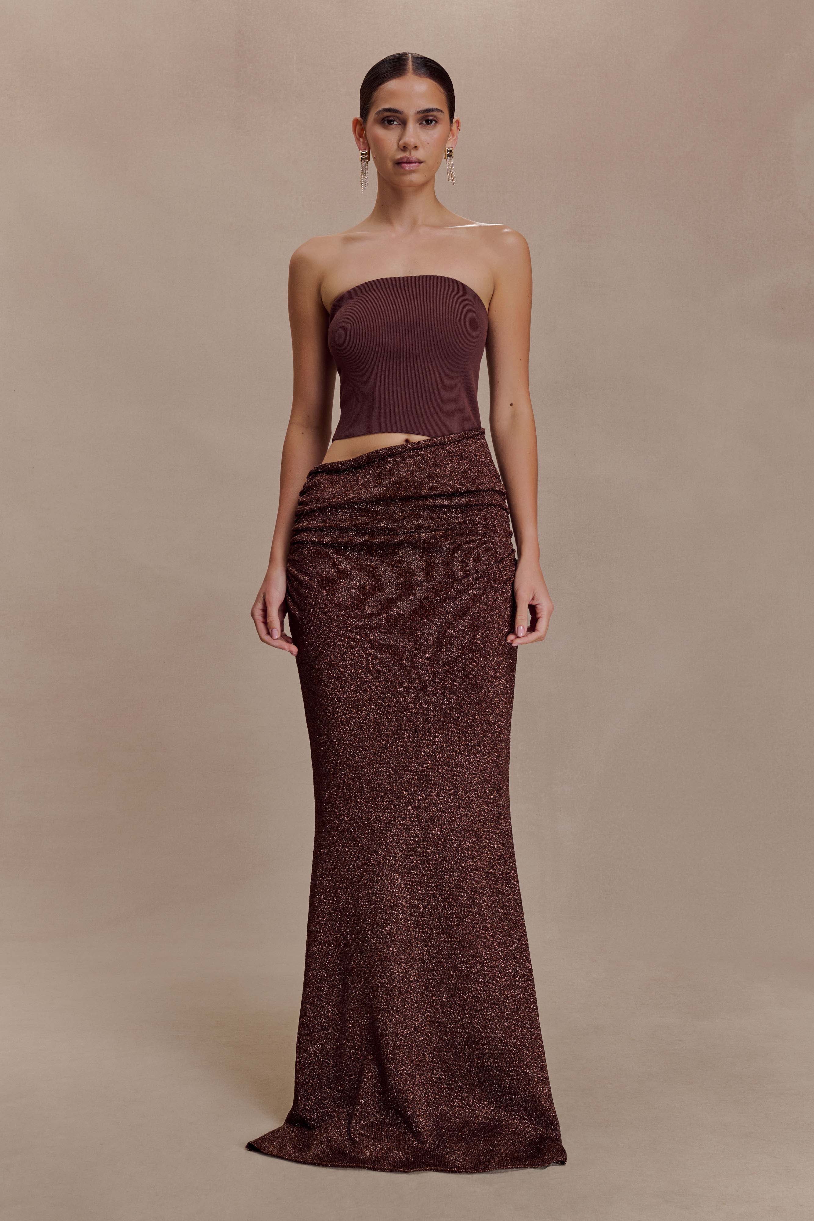 Jasiel Strapless Knit Maxi Dress - Chocolate - Image 4