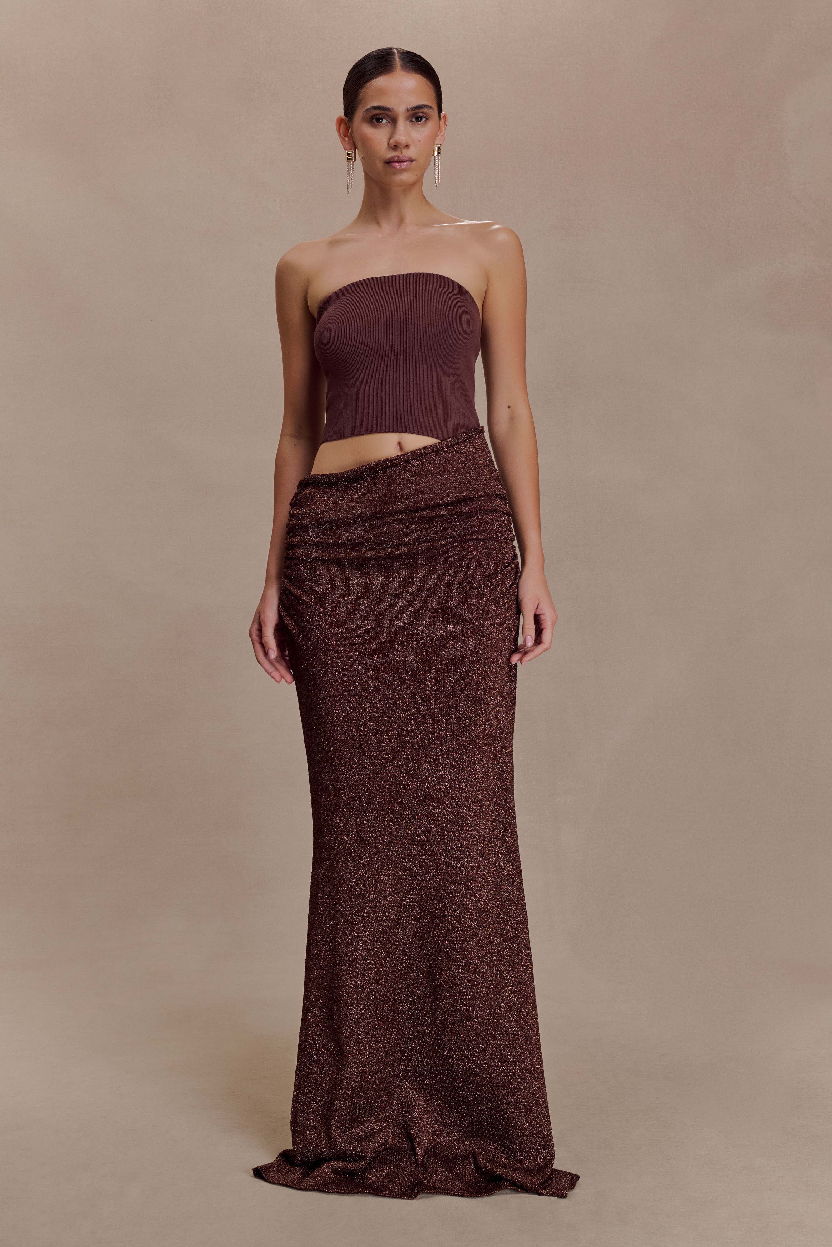 Jasiel Strapless Knit Maxi Dress - Chocolate - Image 7