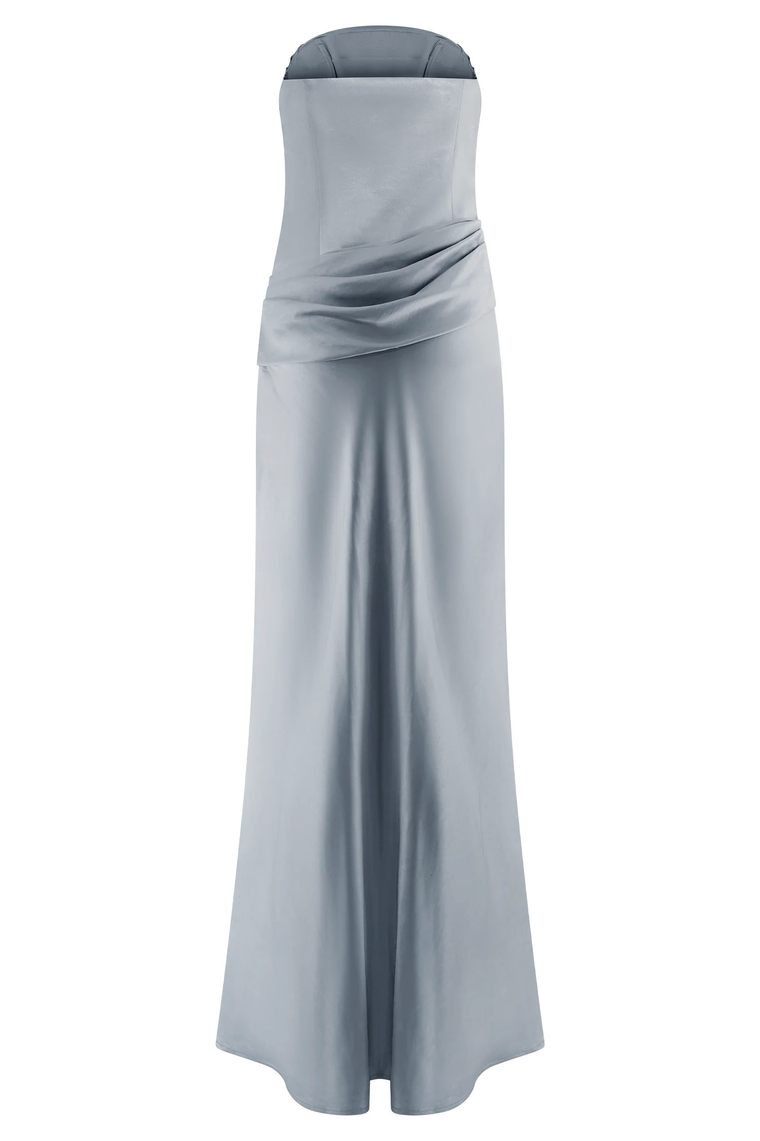 Jasmine Strapless Satin Maxi Dress - Frosted Blue - Image 13