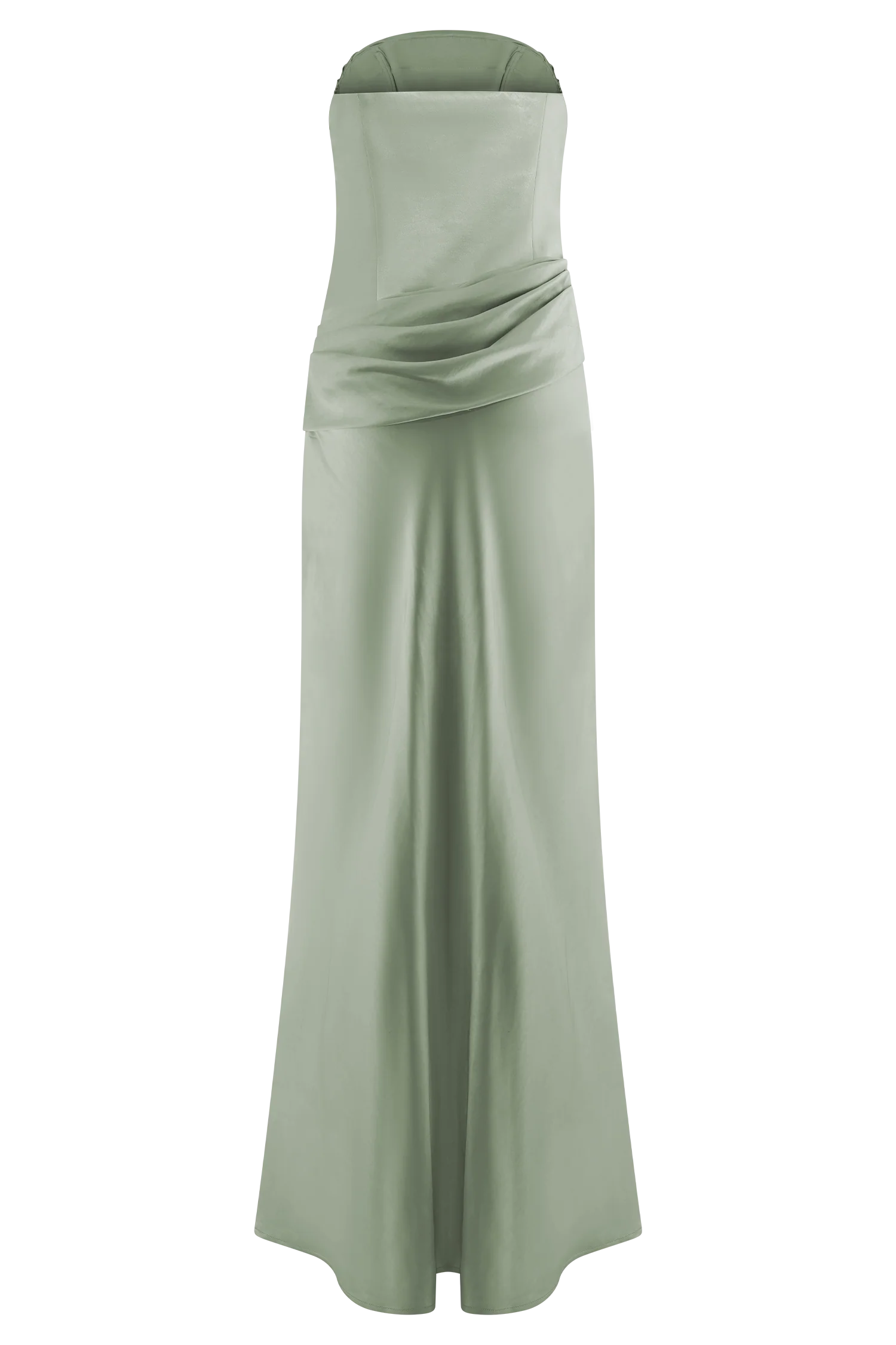 Jasmine Strapless Satin Maxi Dress - Sage - Image 12