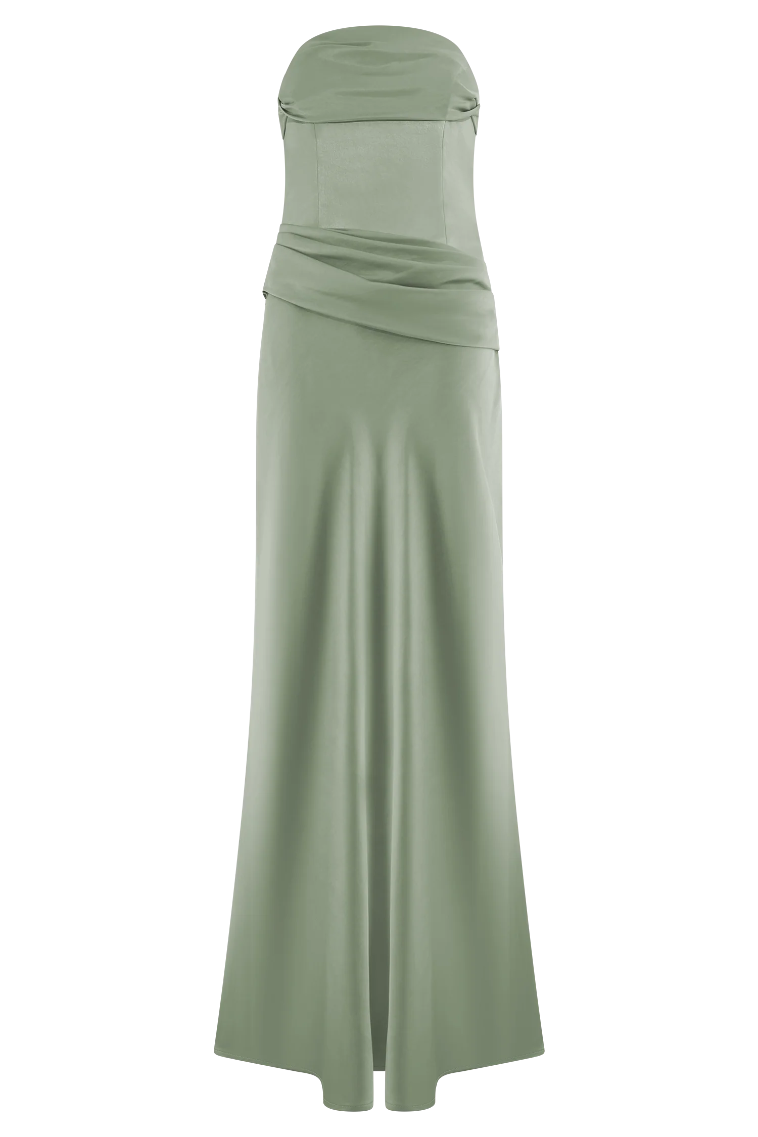 Jasmine Strapless Satin Maxi Dress - Sage - Image 13