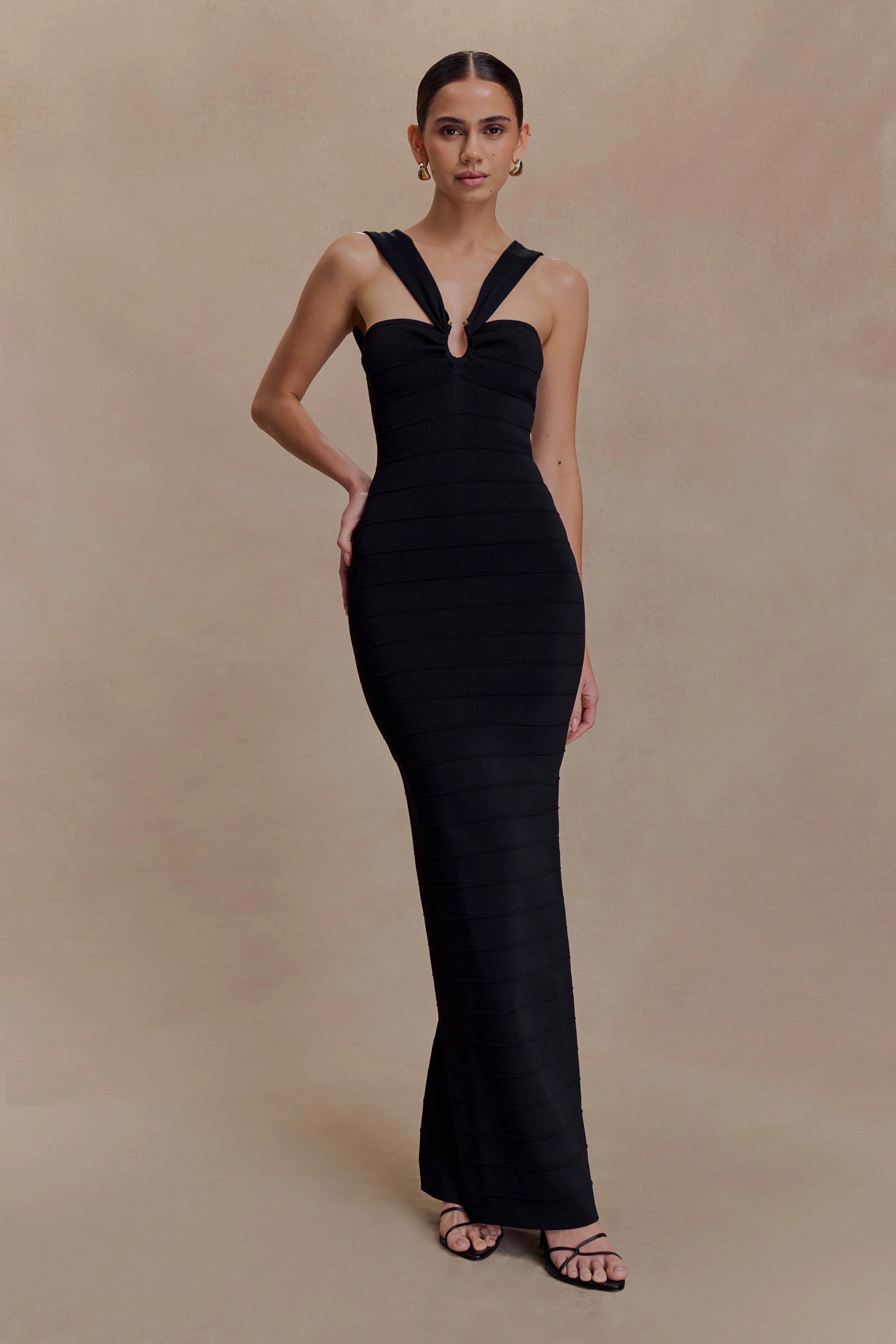 Jaylen Bandage Knit Maxi Dress - Black - Image 6