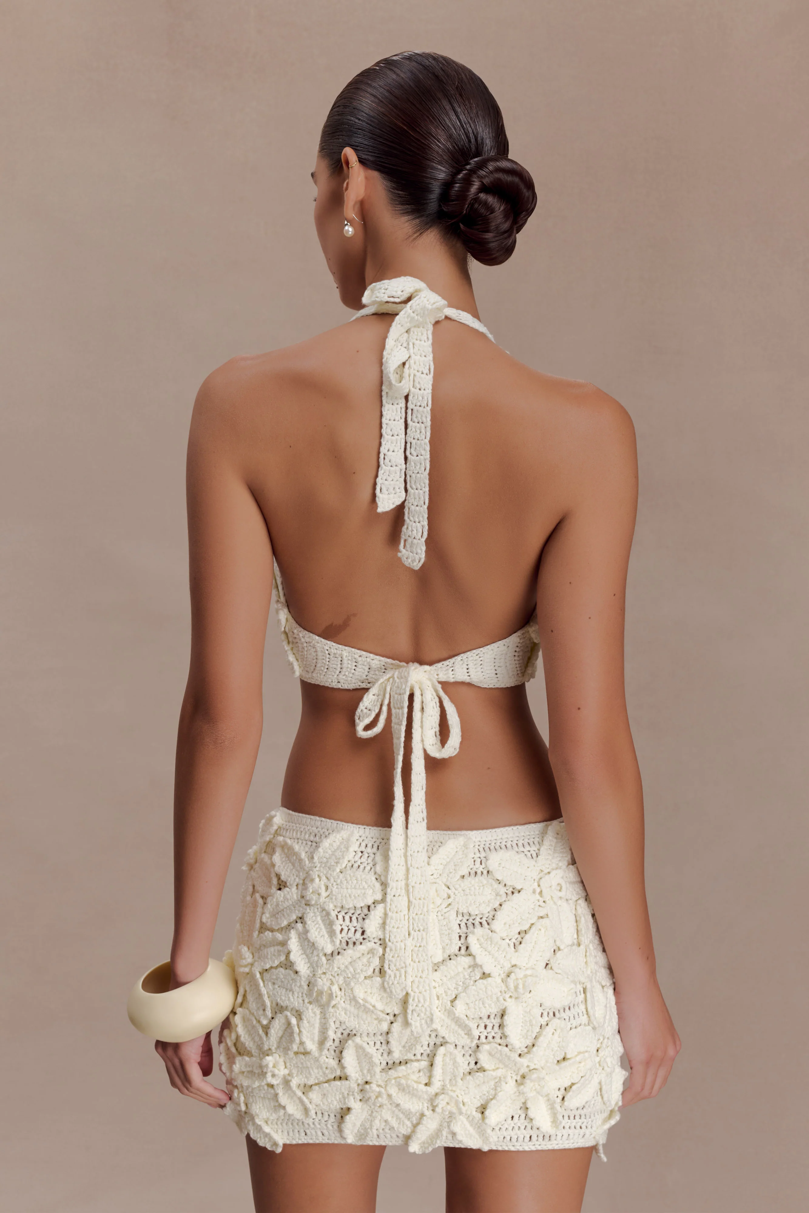 Jaylene Floral Crochet Mini Dress - White - Image 2