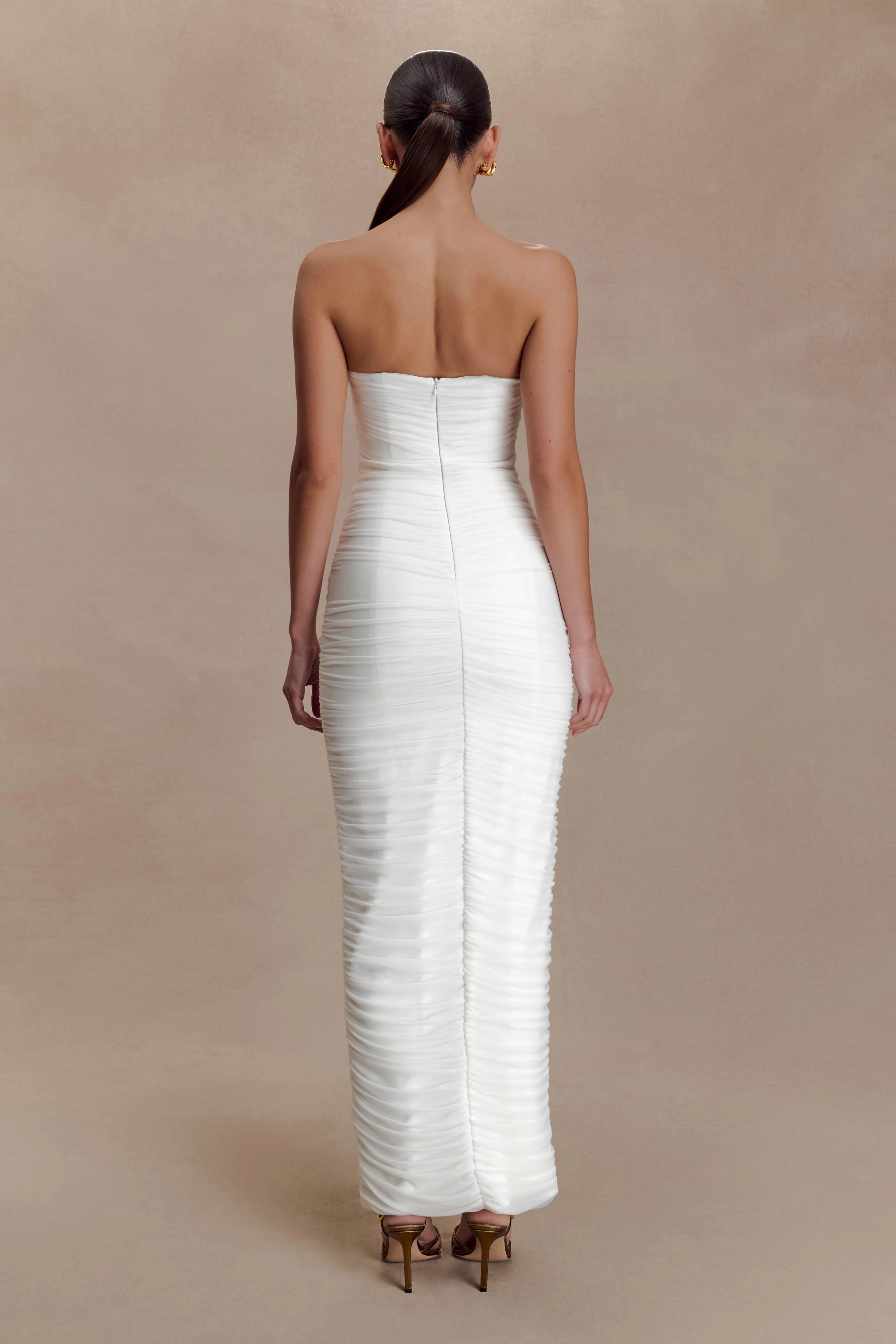 Jianna Strapless Mesh Maxi Dress - Ivory - Image 2