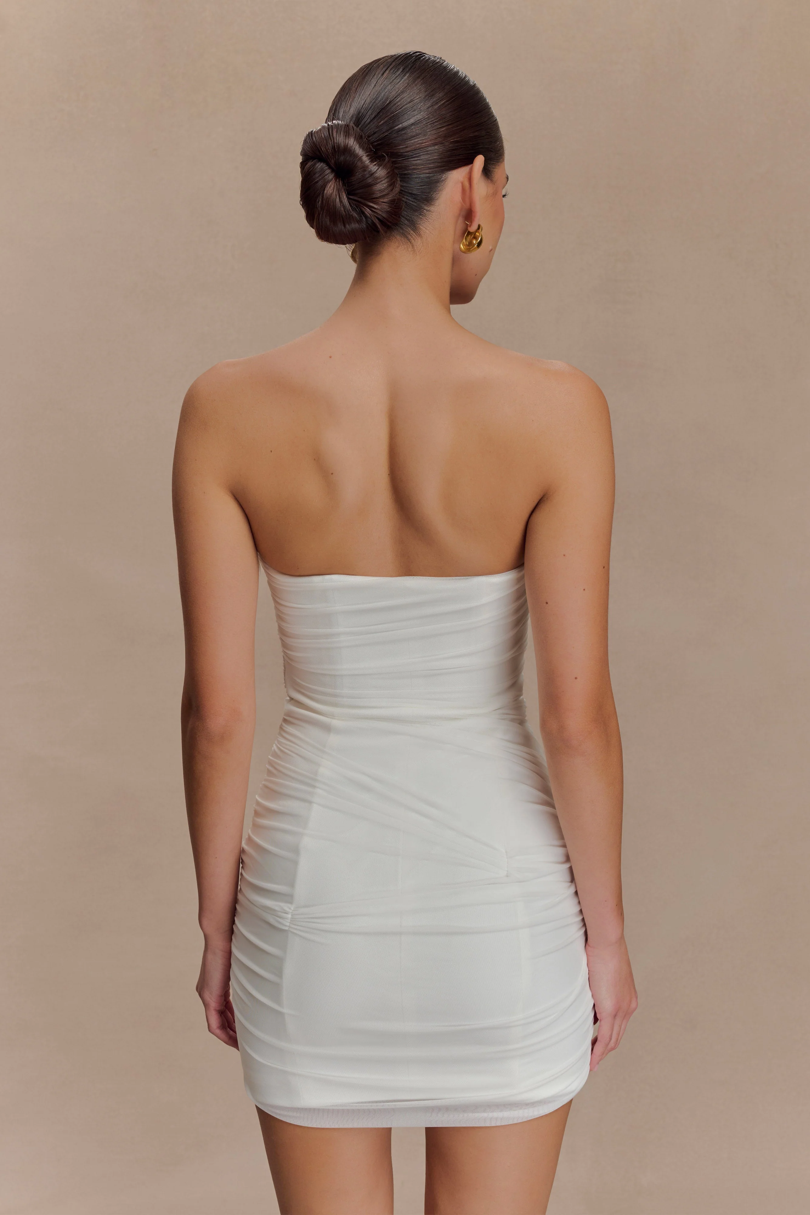 Jianna Strapless Mesh Mini Dress - White - Image 2