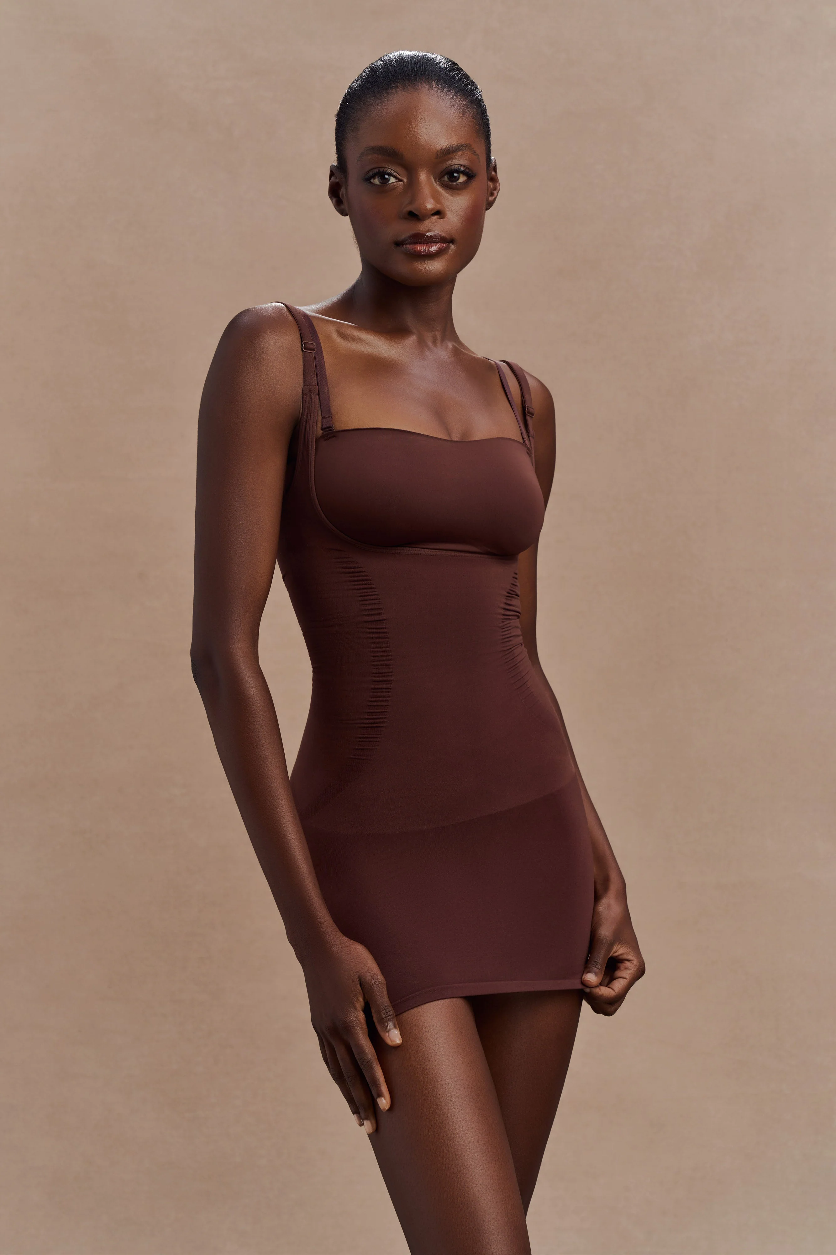 Jocelyn Backless Shapewear Mini Dress - Espresso - Image 3