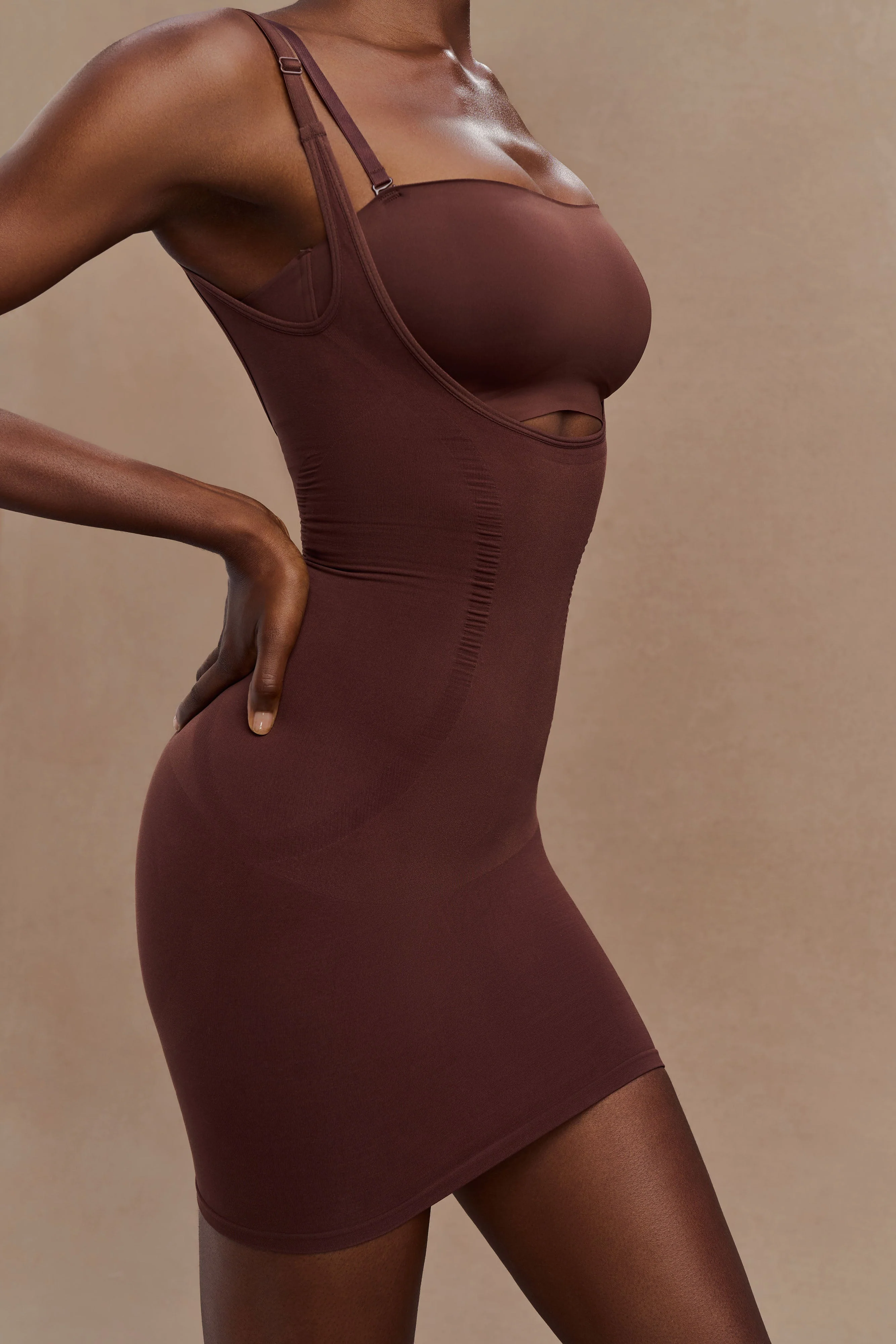 Jocelyn Backless Shapewear Mini Dress - Espresso - Image 4