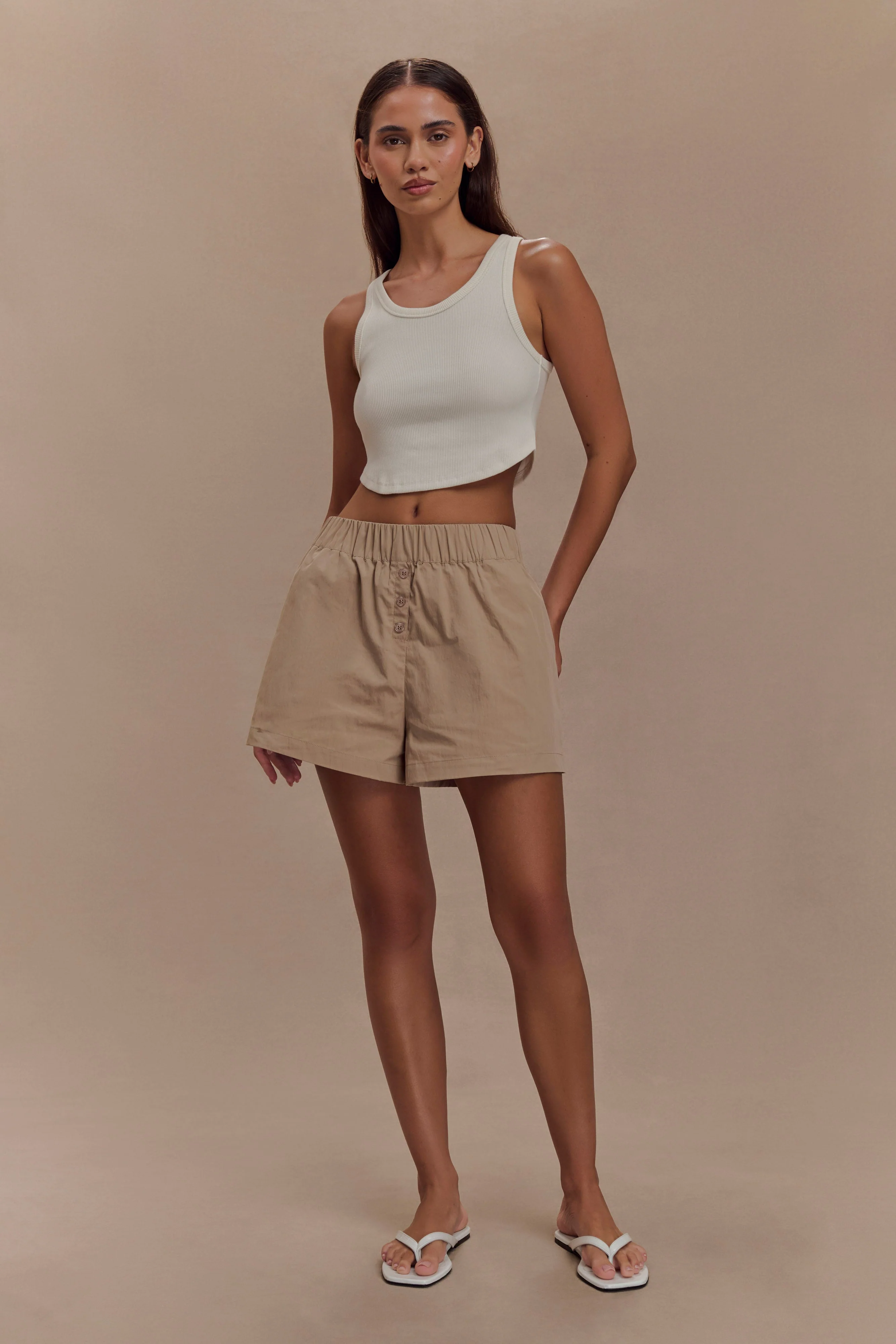 Johanna Cotton Relaxed Shorts - Sand - Image 6