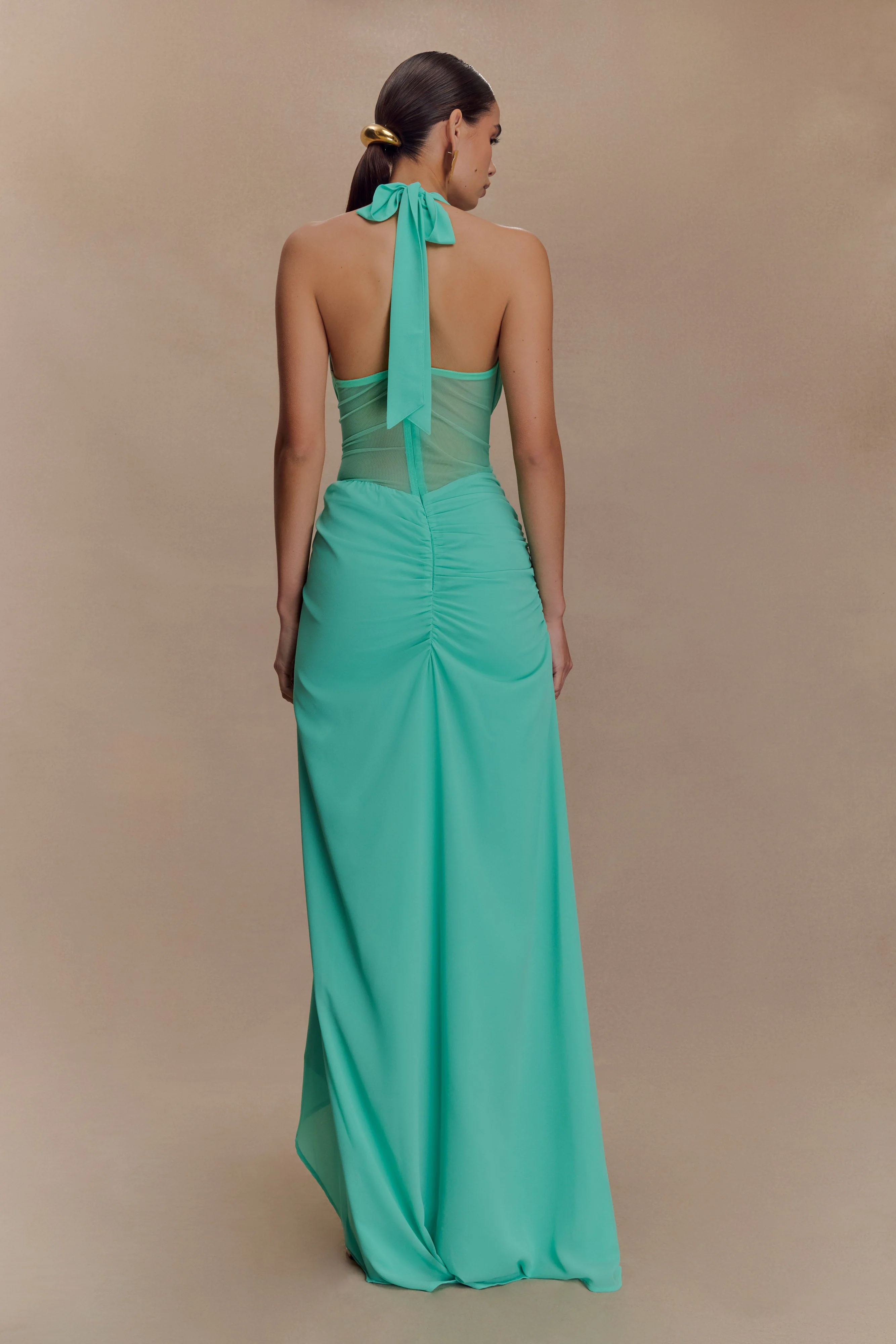 Jonna Chiffon And Mesh Maxi Dress - Lagoon - Image 2