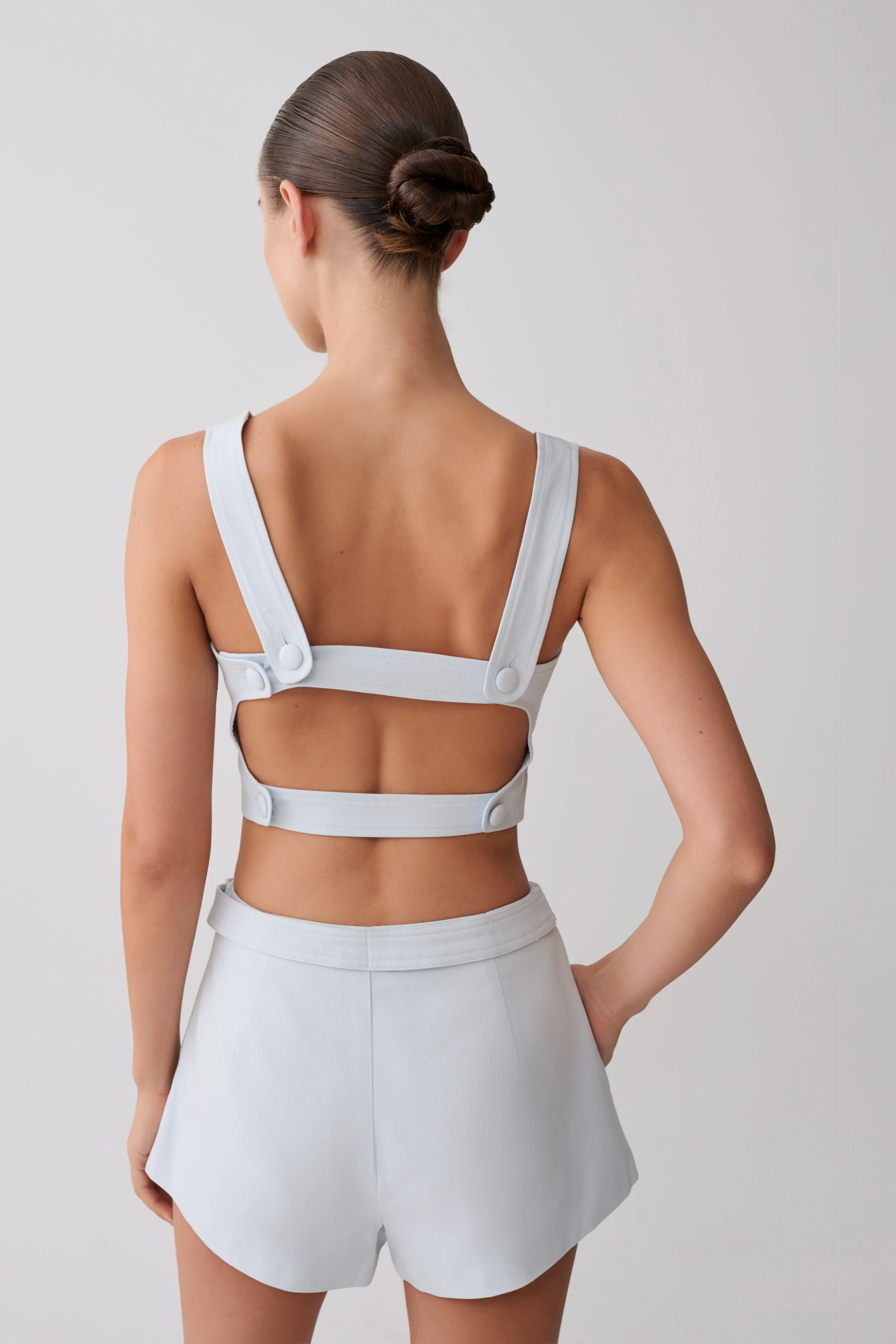 Josephine Crop Top With Open Back - Ice Blue - Image 2