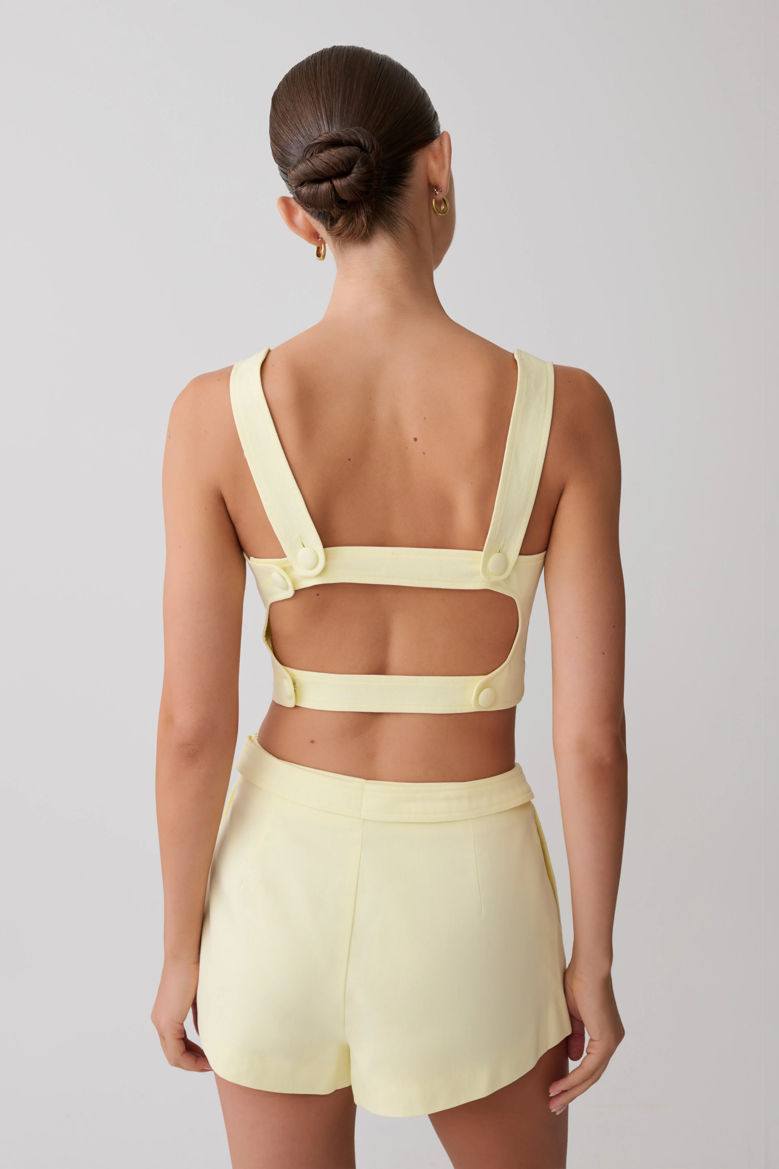 Josephine Crop Top With Open Back - Lemon - Image 2