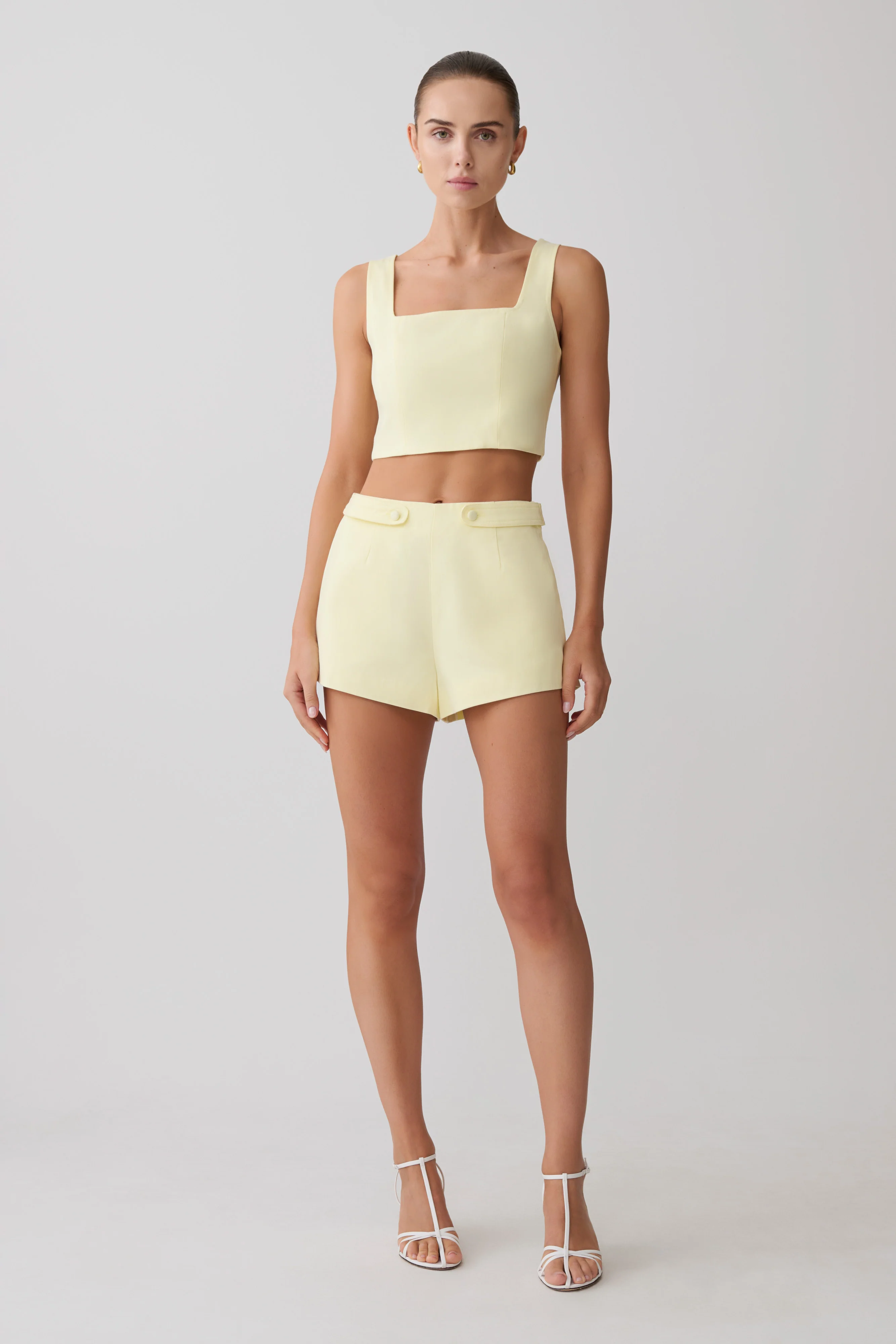 Josephine Crop Top With Open Back - Lemon - Image 4