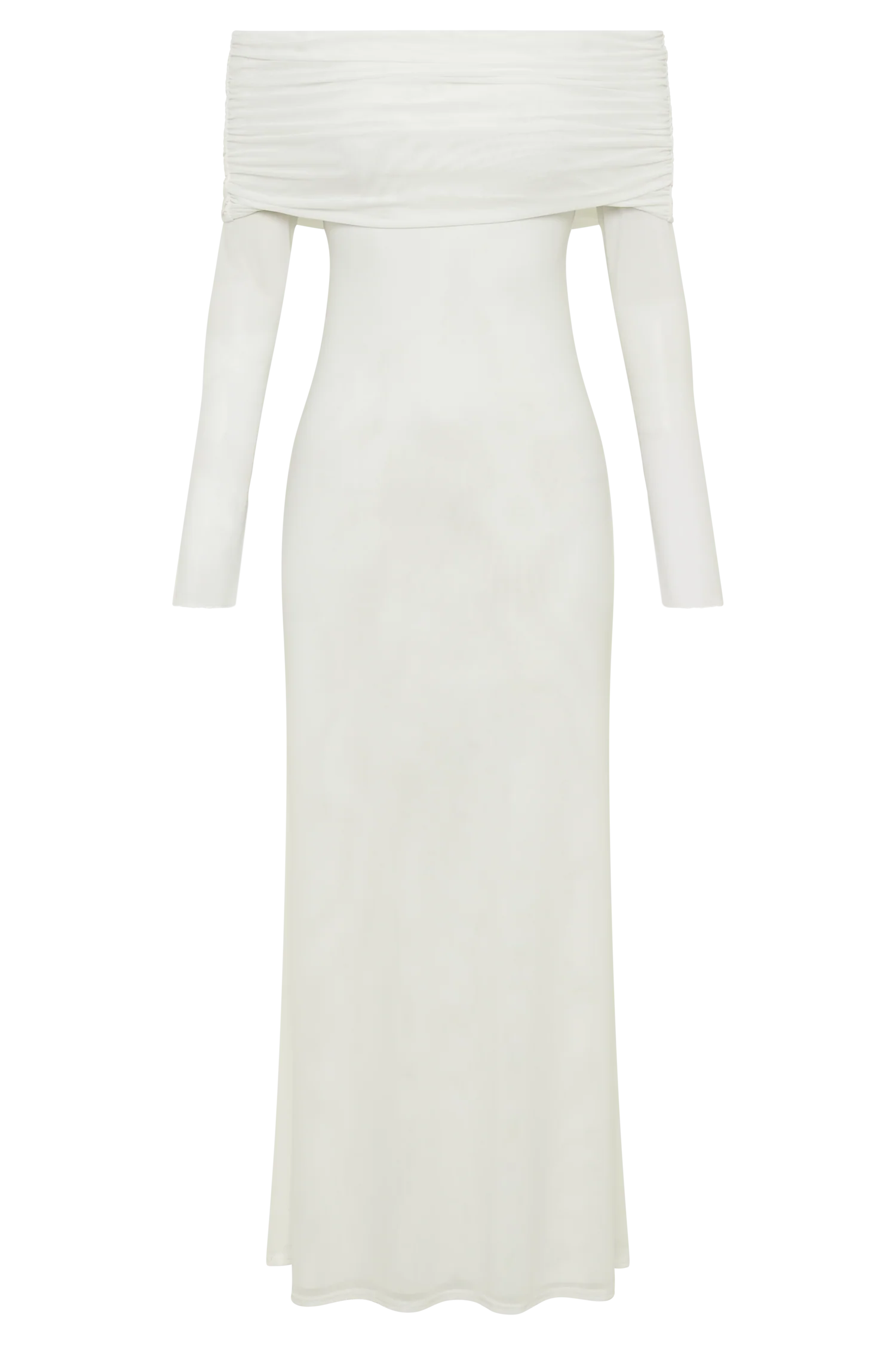 Josie Off Shoulder Mesh Maxi Dress - Ivory - Image 8