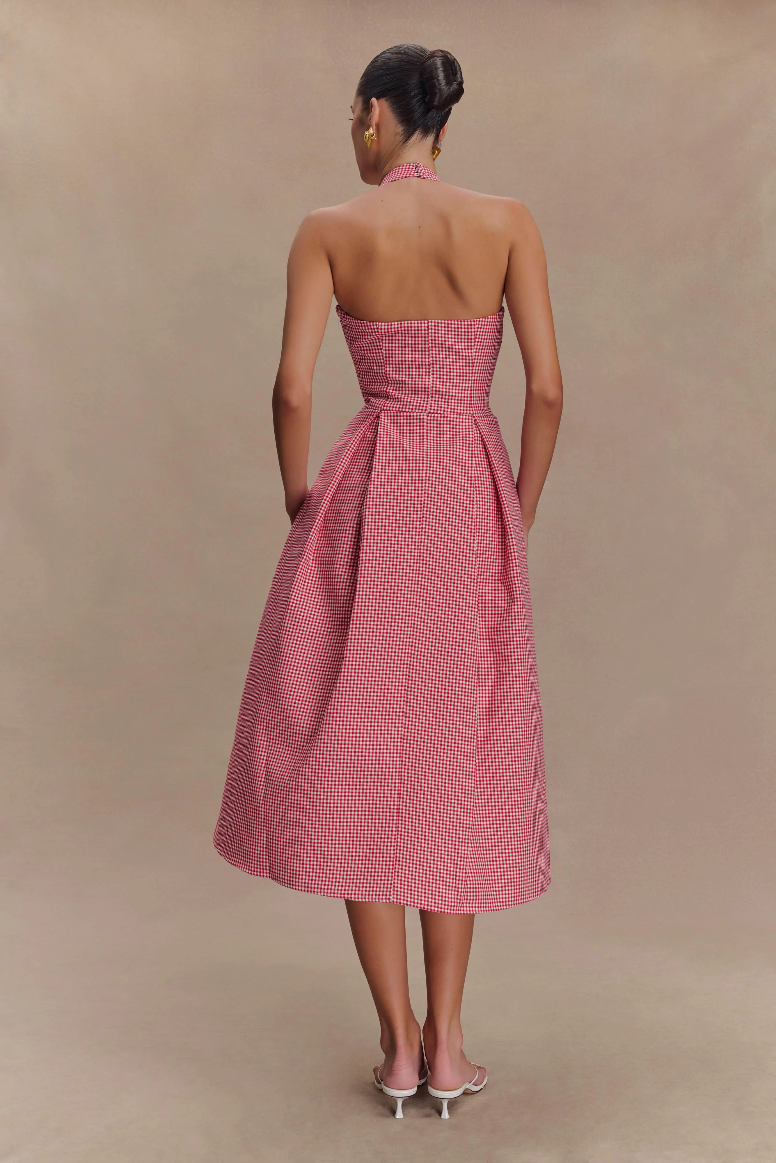 Juana Halter Midi Dress - Red Gingham - Image 3