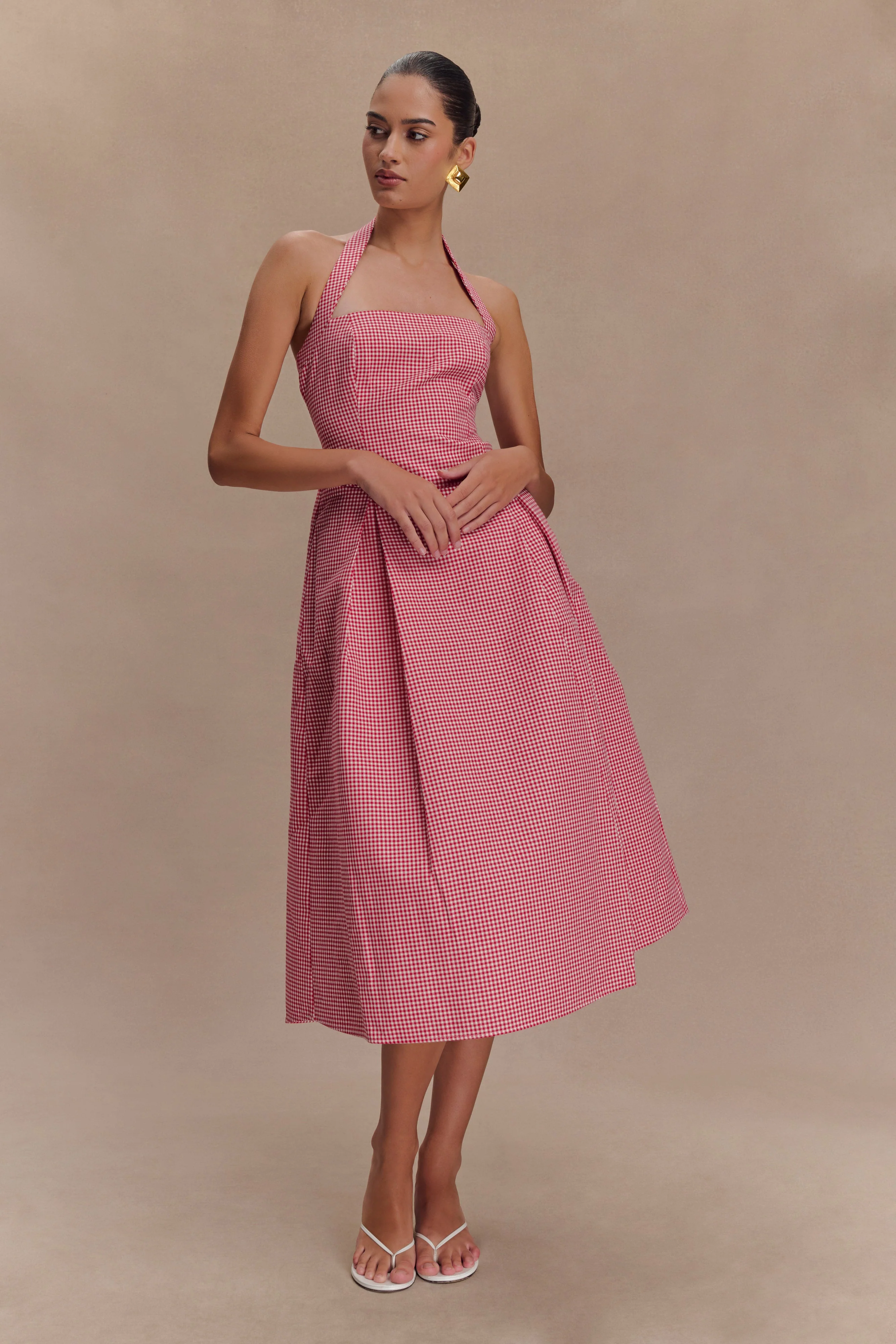 Juana Halter Midi Dress - Red Gingham - Image 7
