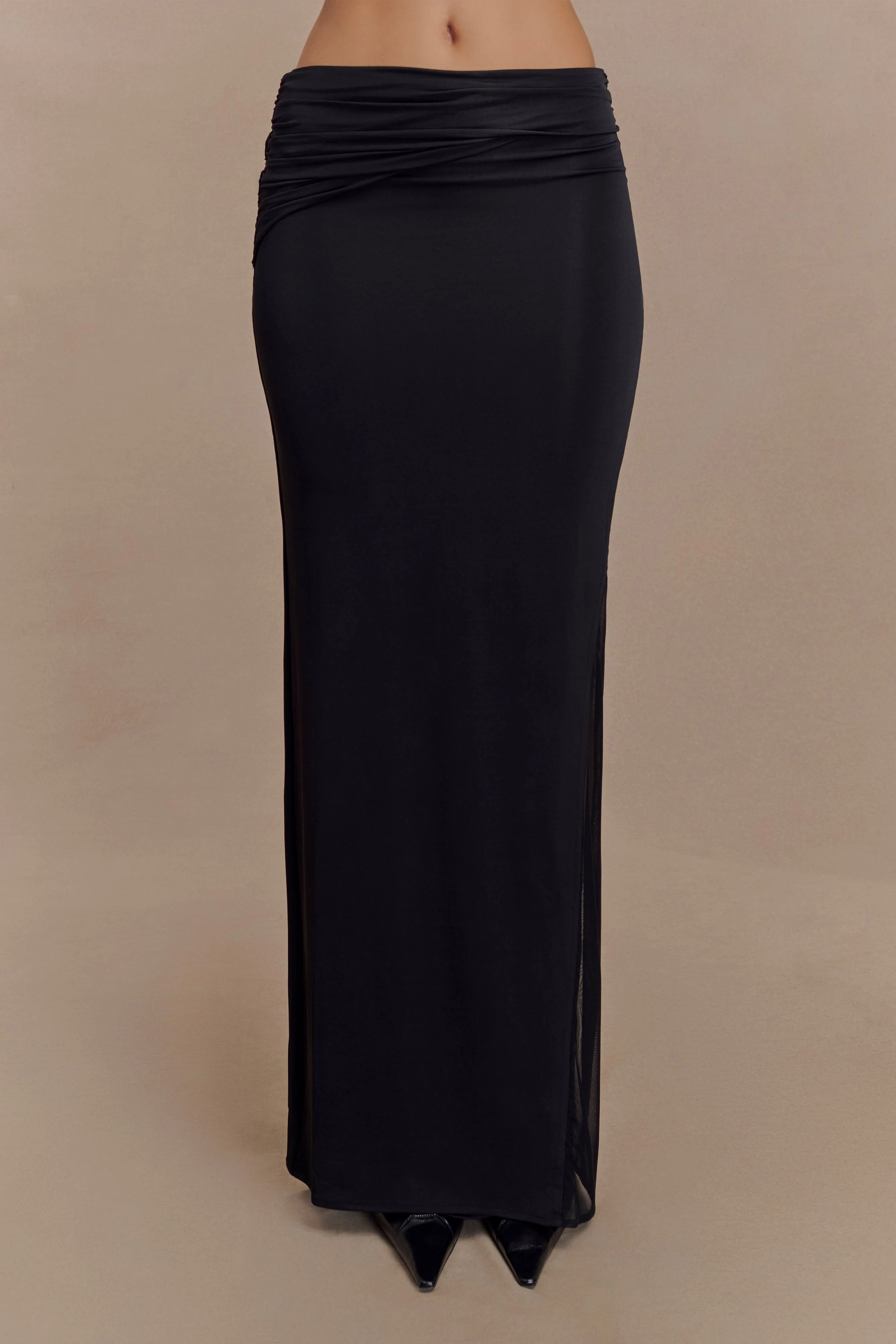 Judy Slinky And Mesh Maxi Skirt - Black - Image 2