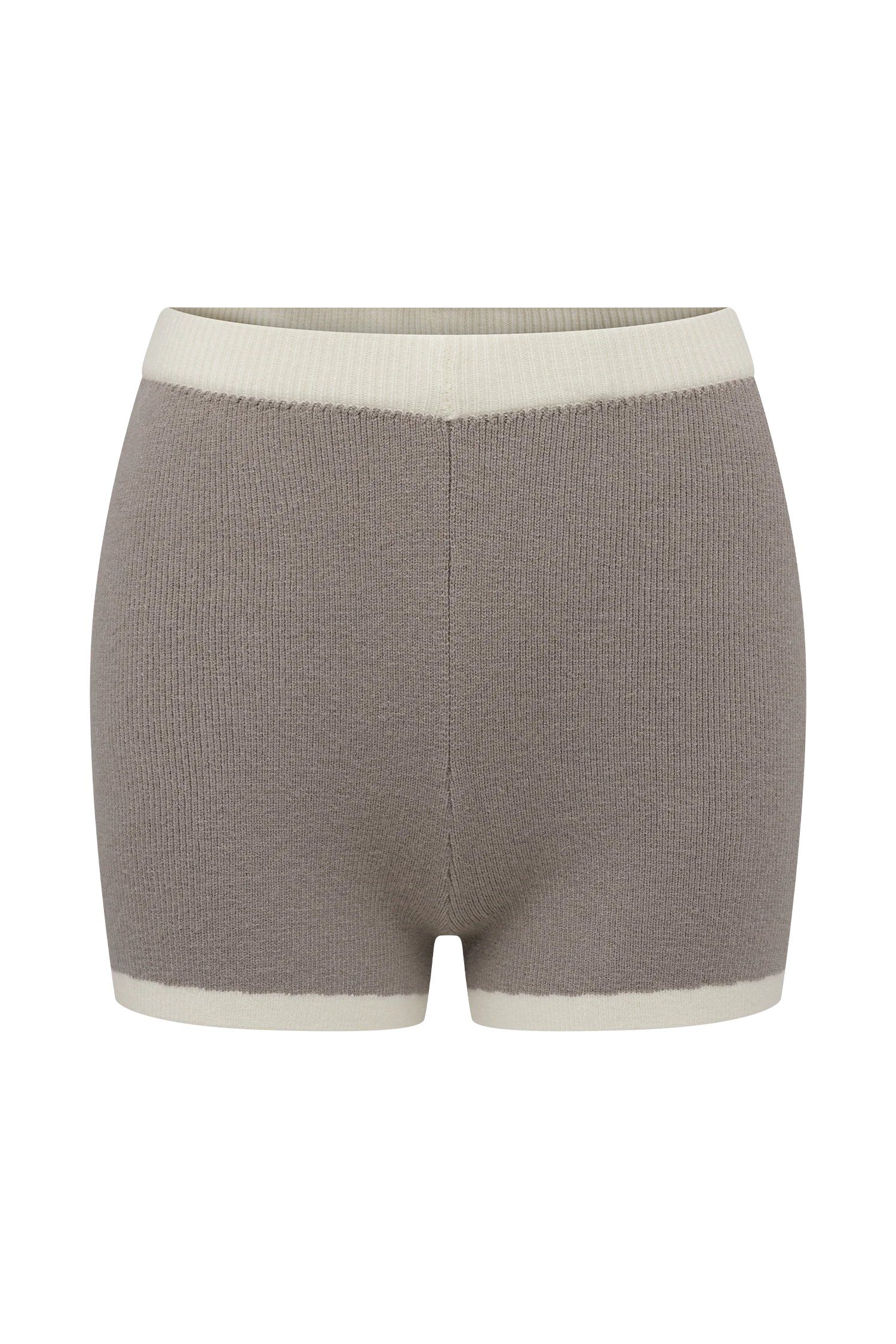Julianne Contrast Knit Shorts - Pebble/Ivory - Image 9