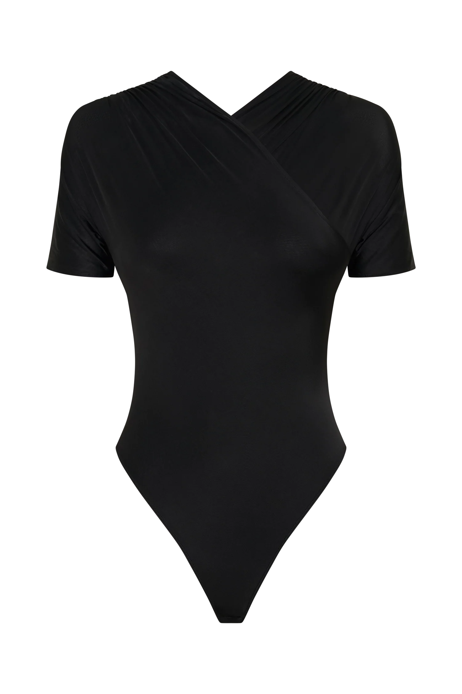 Junie Shortsleeve Cross-Over Bodysuit - Black - Image 9