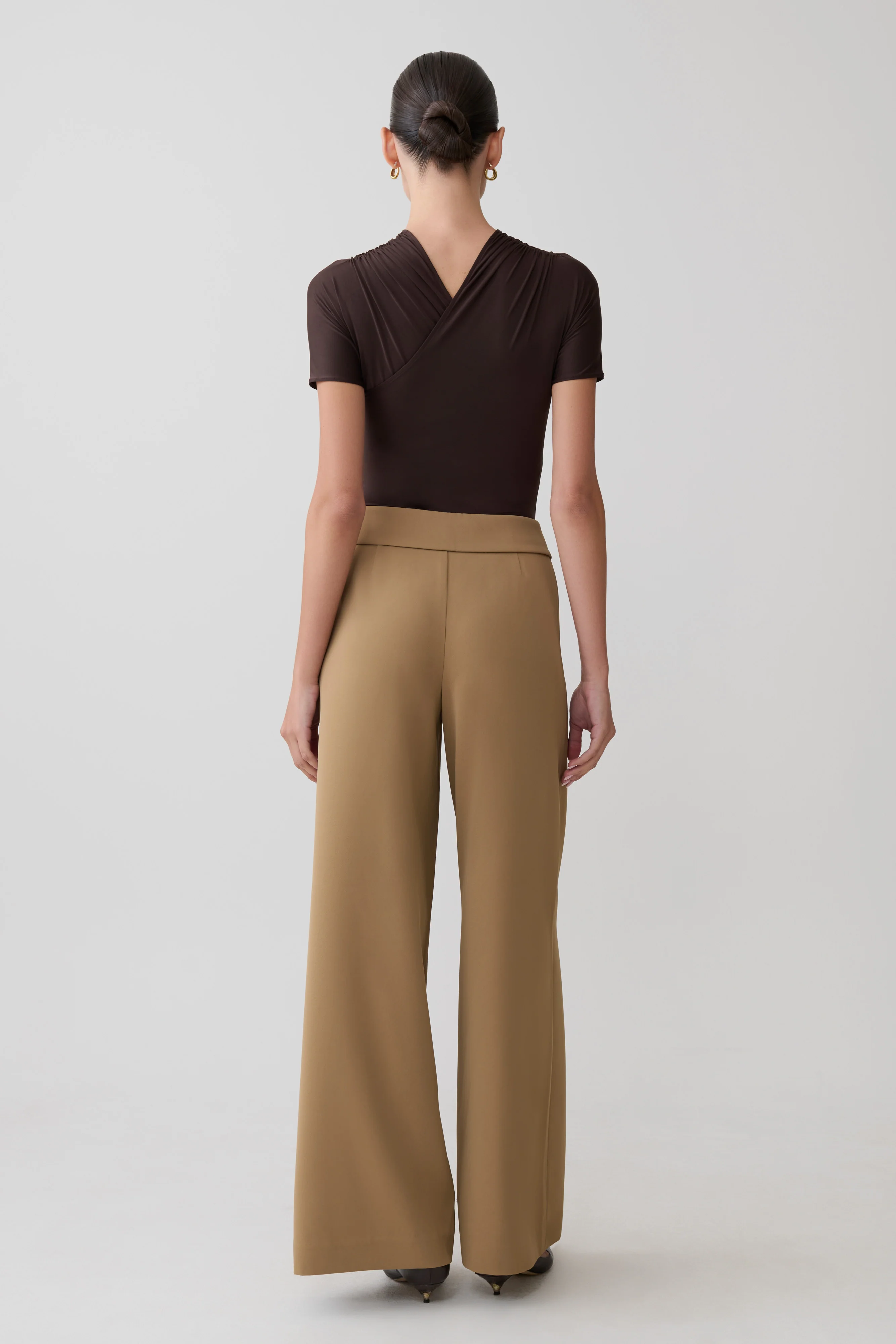 Junie Shortsleeve Cross-Over Bodysuit - Chocolate - Image 8