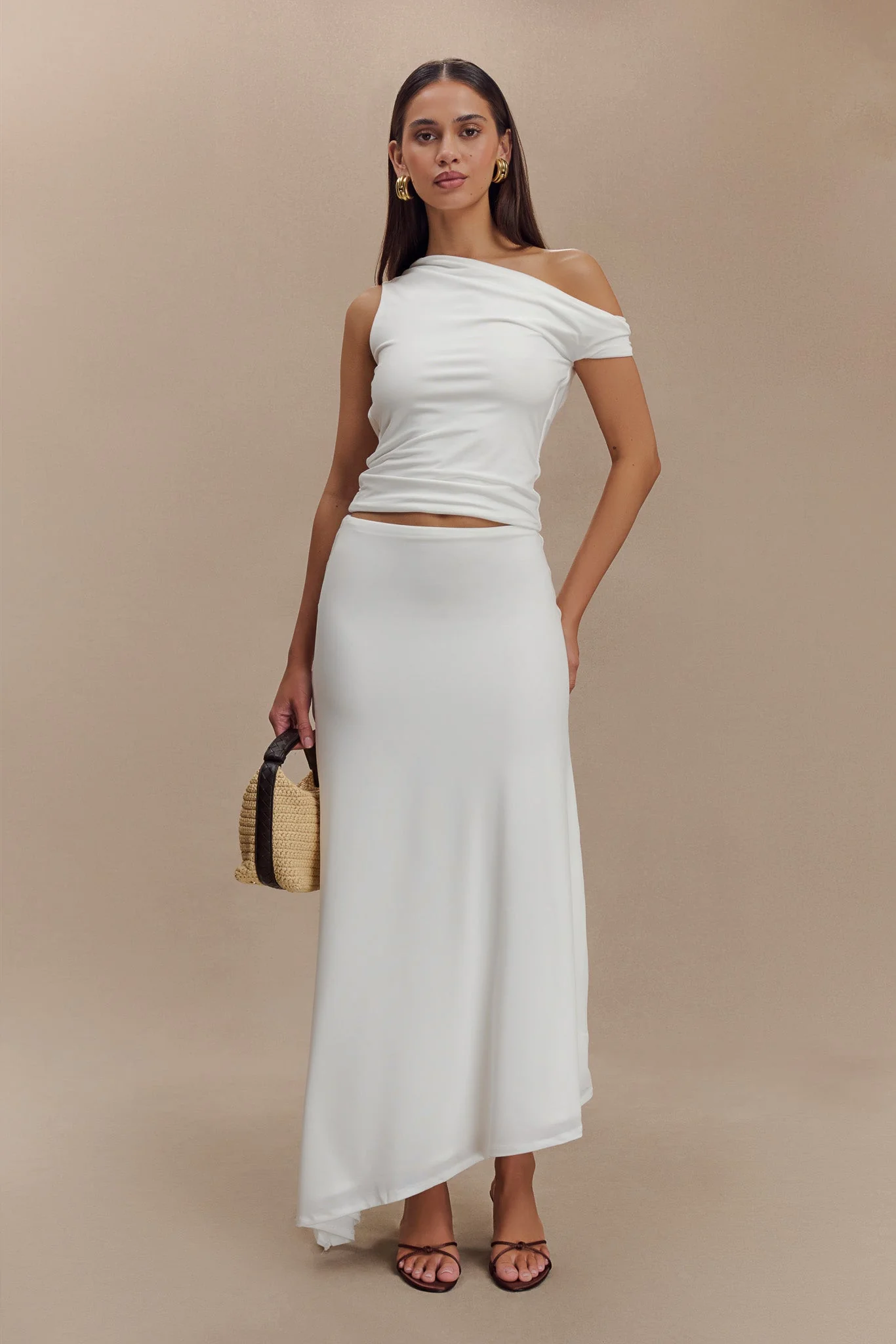 Kacey Slinky Off Shoulder Top - White - Image 3