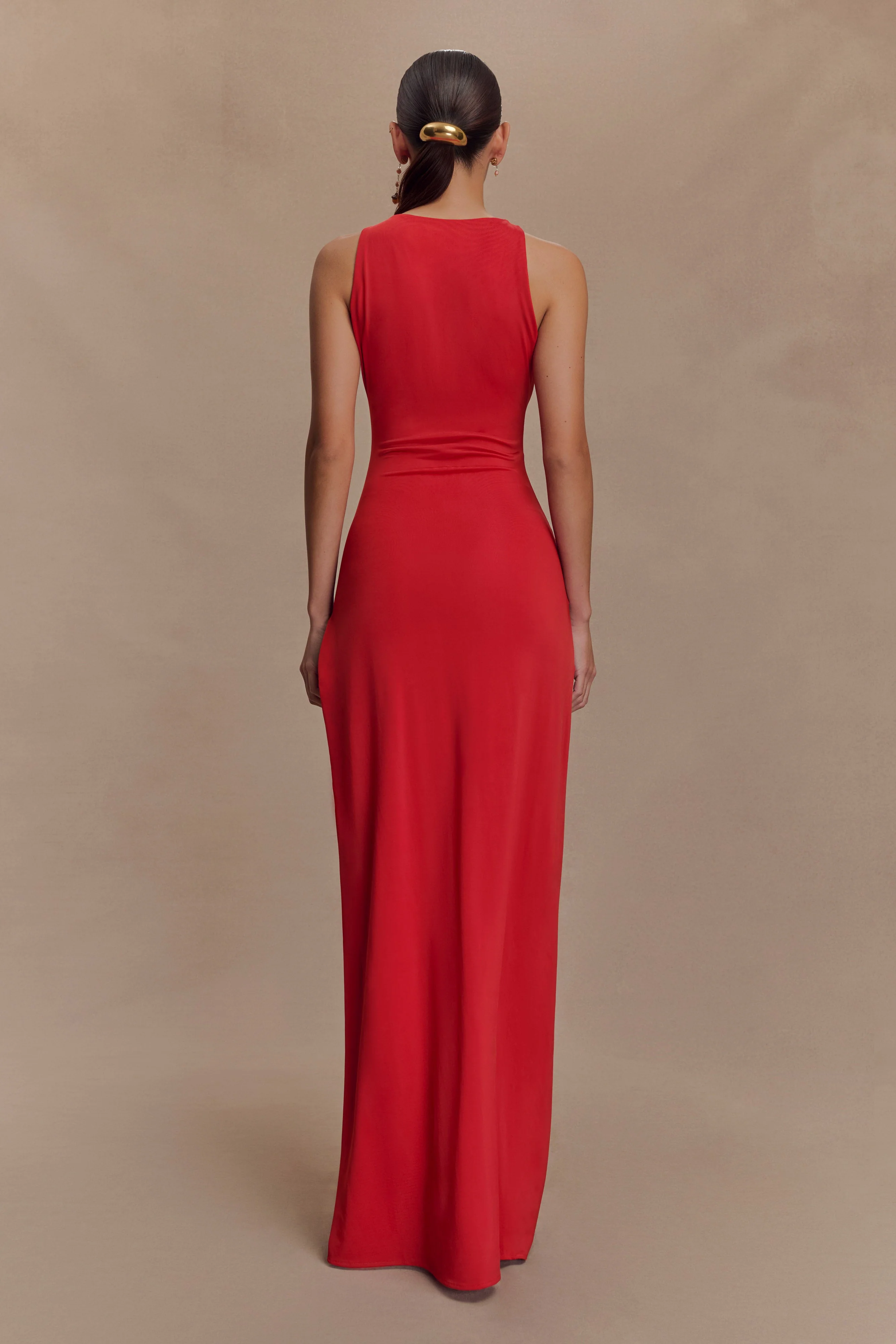 Kaiden Slinky Beaded Maxi Dress - Desert Red - Image 4
