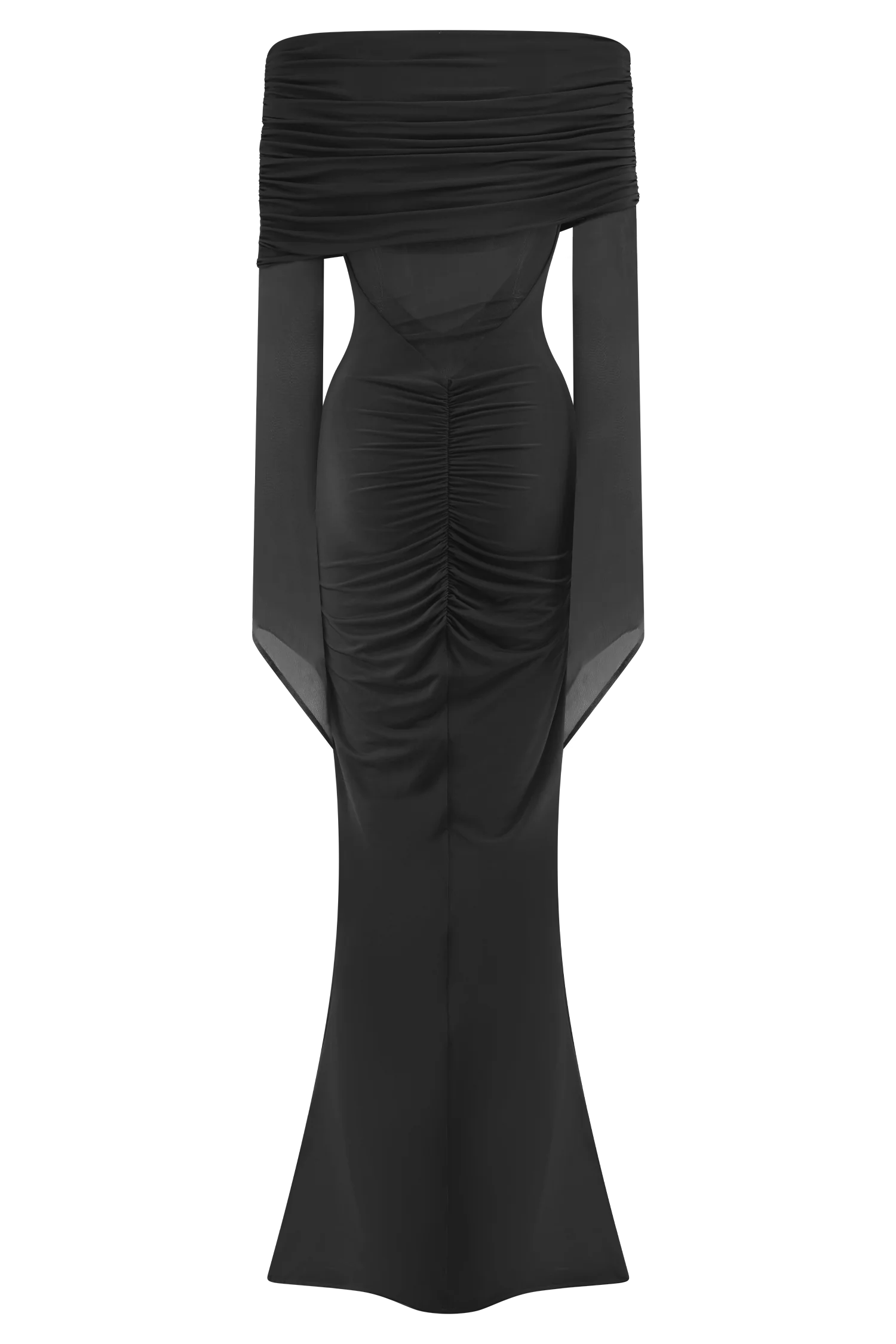 Kaitlin One Shoulder Slinky And Mesh Maxi Dress - Black - Image 9