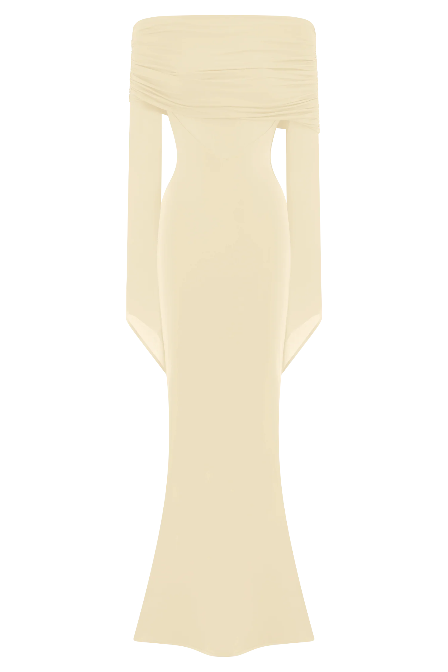 Kaitlin One Shoulder Slinky And Mesh Maxi Dress - Ivory - Image 9