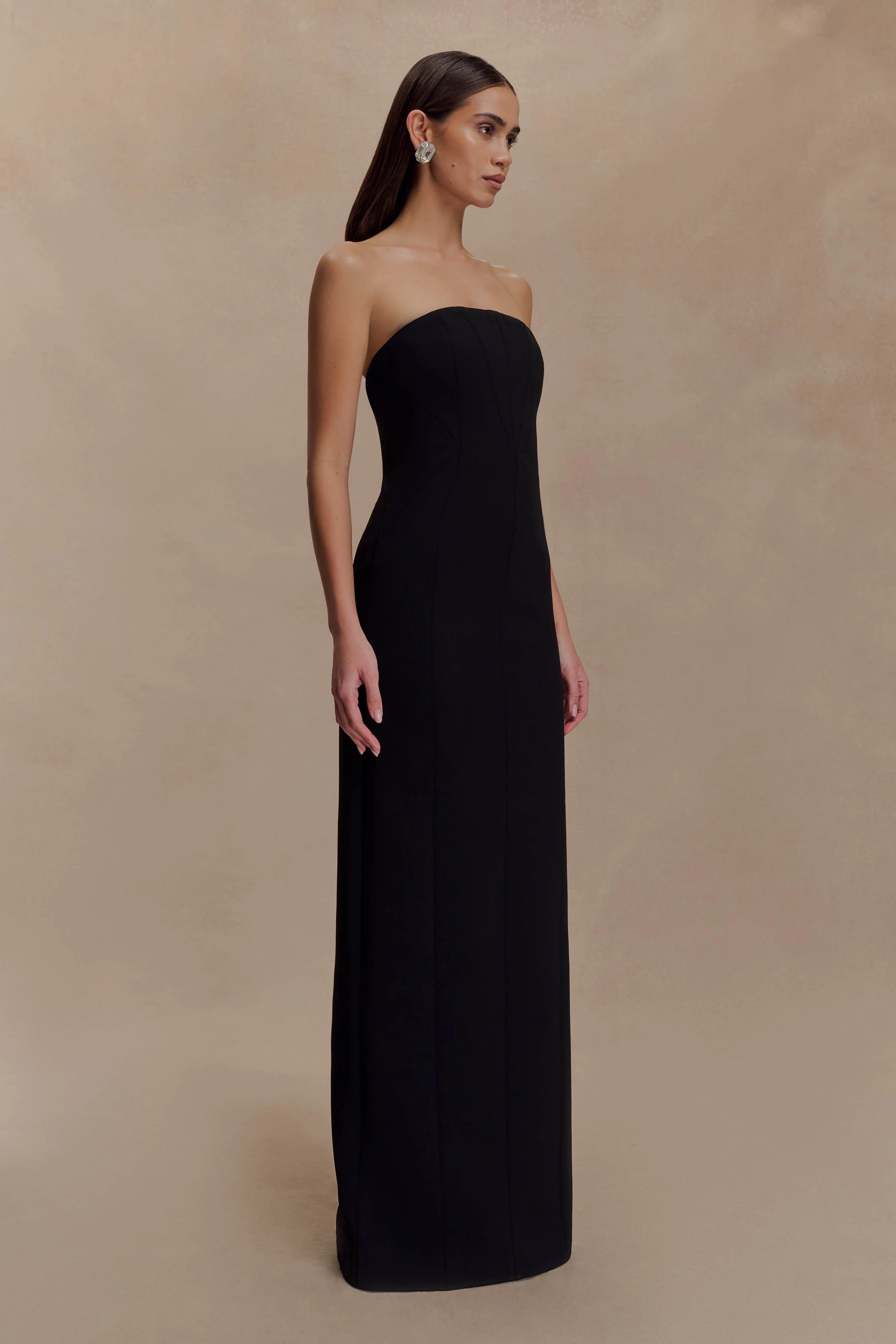 Kalila Strapless Crepe Maxi Dress - Black - Image 3