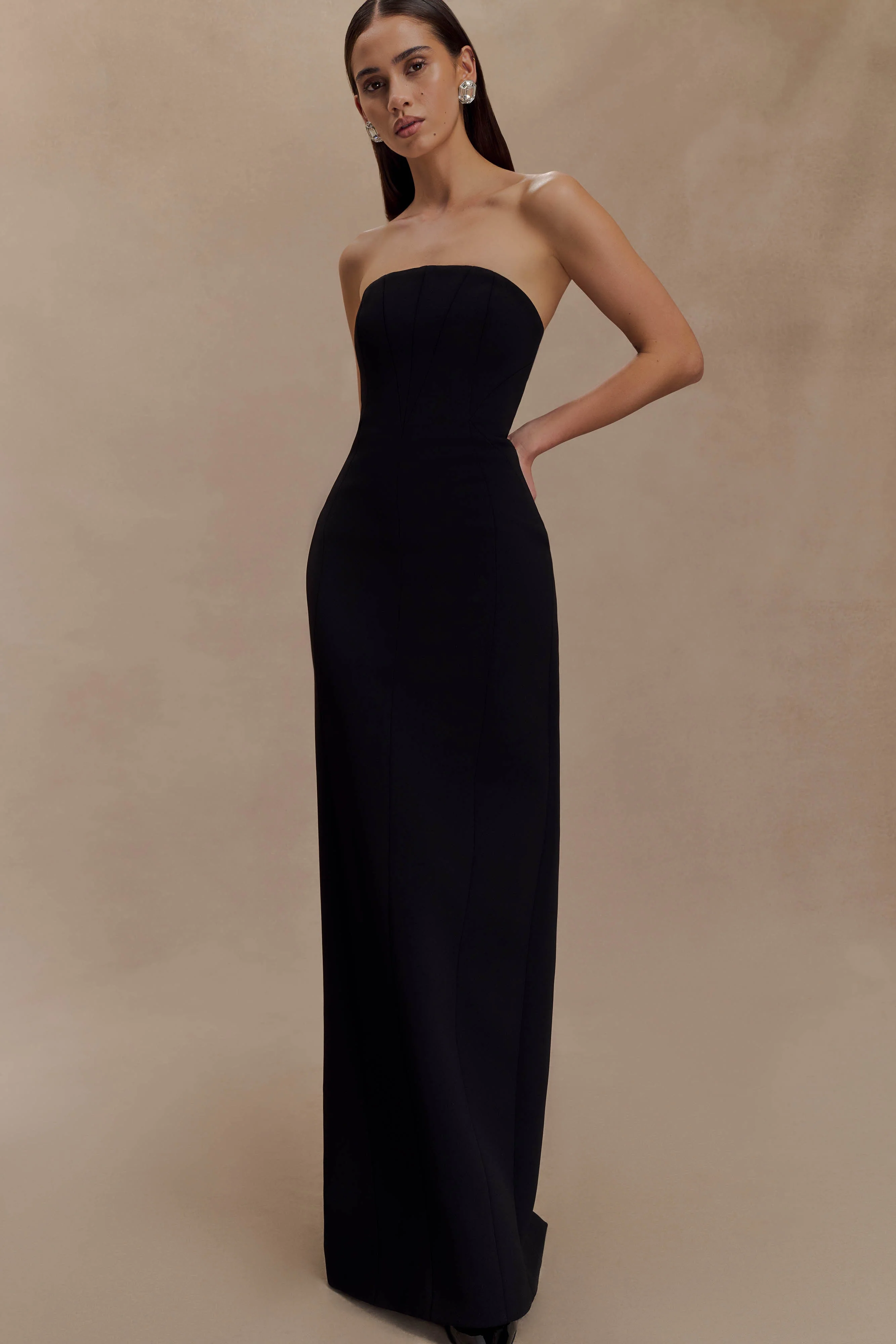 Kalila Strapless Crepe Maxi Dress - Black - Image 4