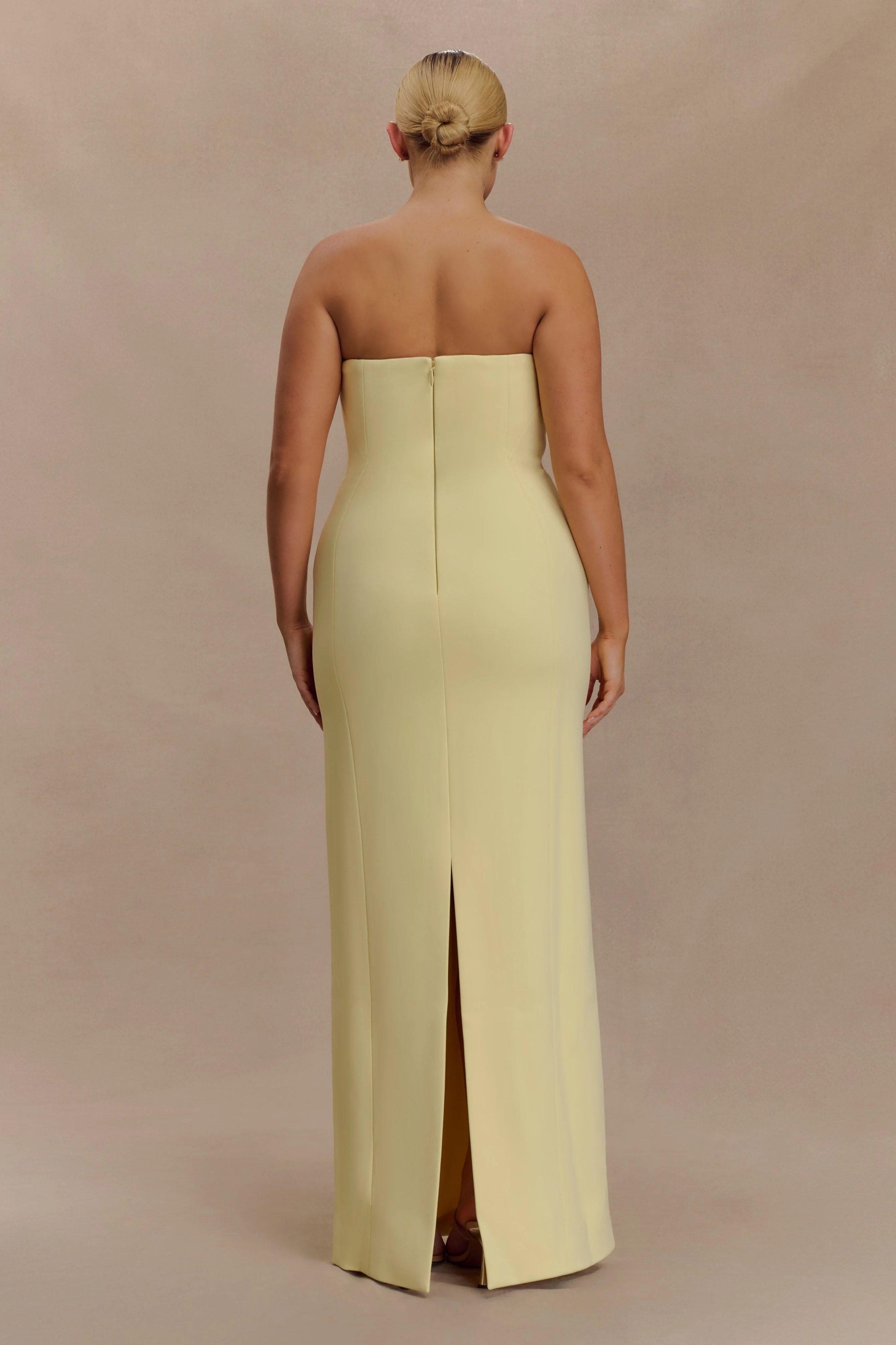 Kalila Strapless Crepe Maxi Dress - Lemon - Image 9