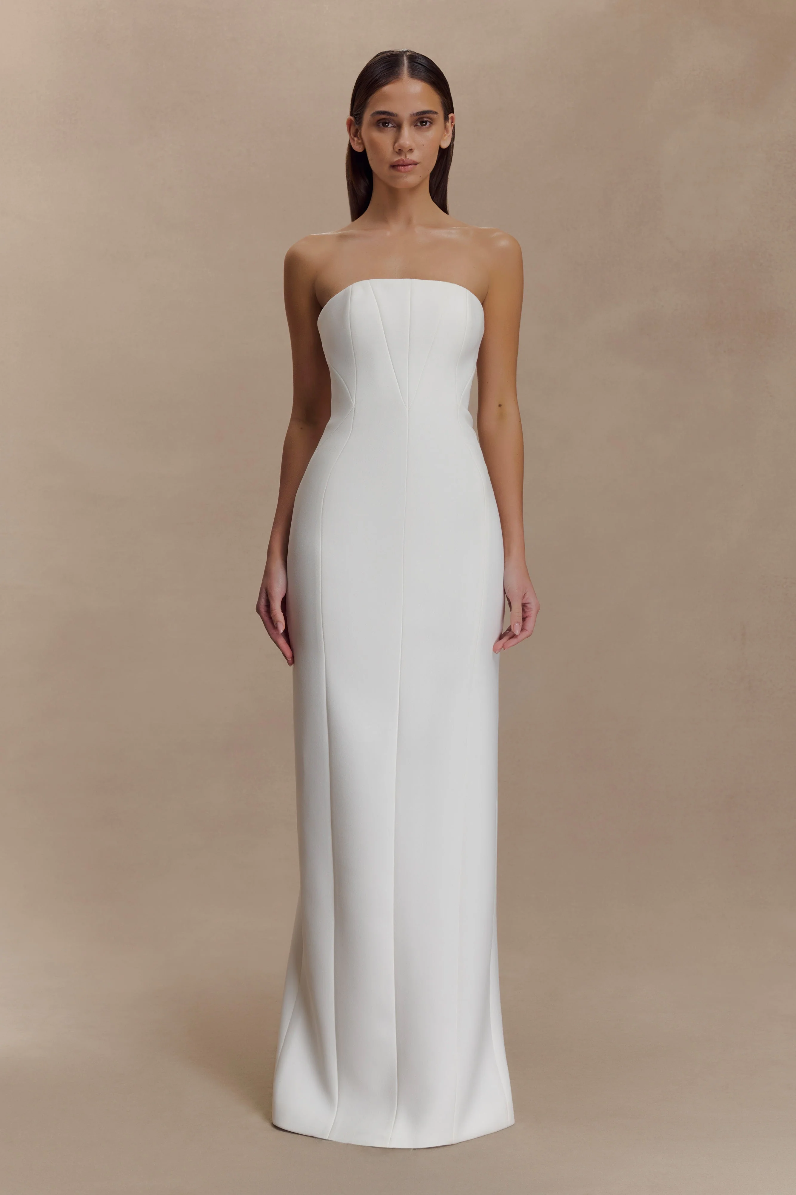 Kalila Strapless Crepe Maxi Dress - White - Image 3
