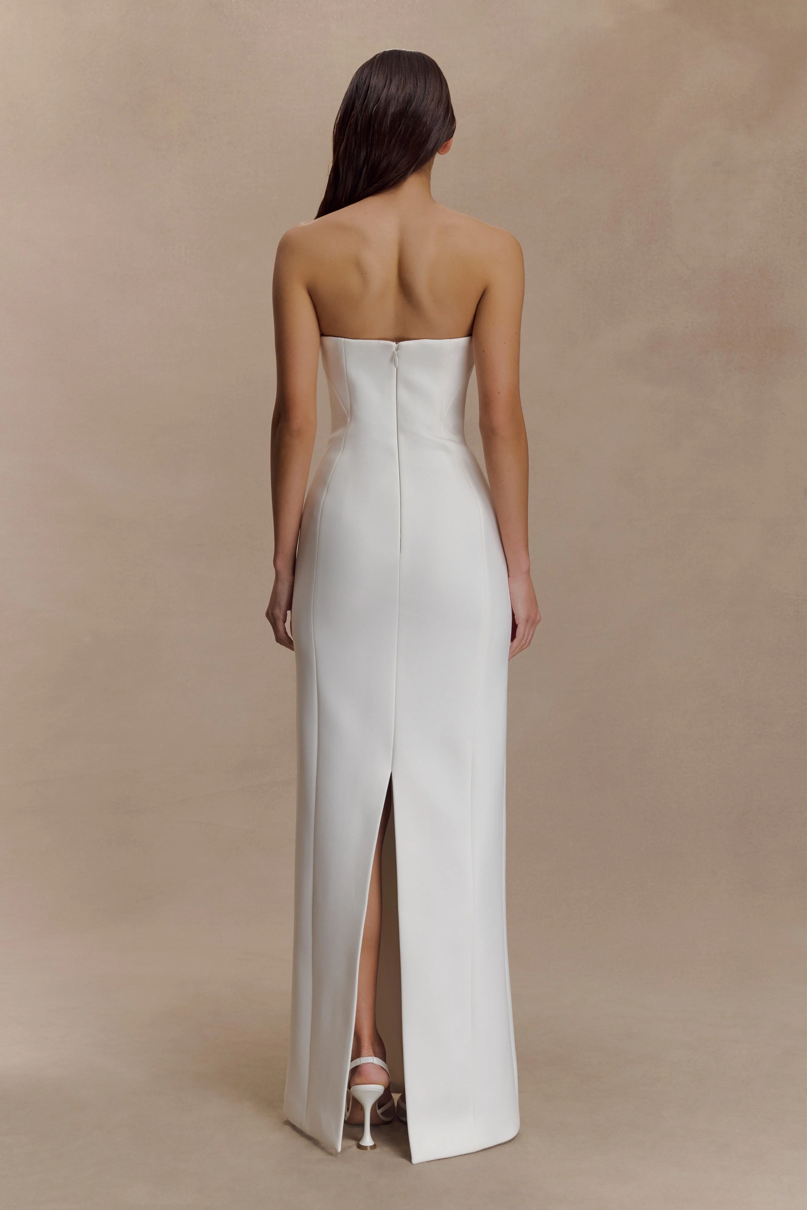 Kalila Strapless Crepe Maxi Dress - White - Image 4