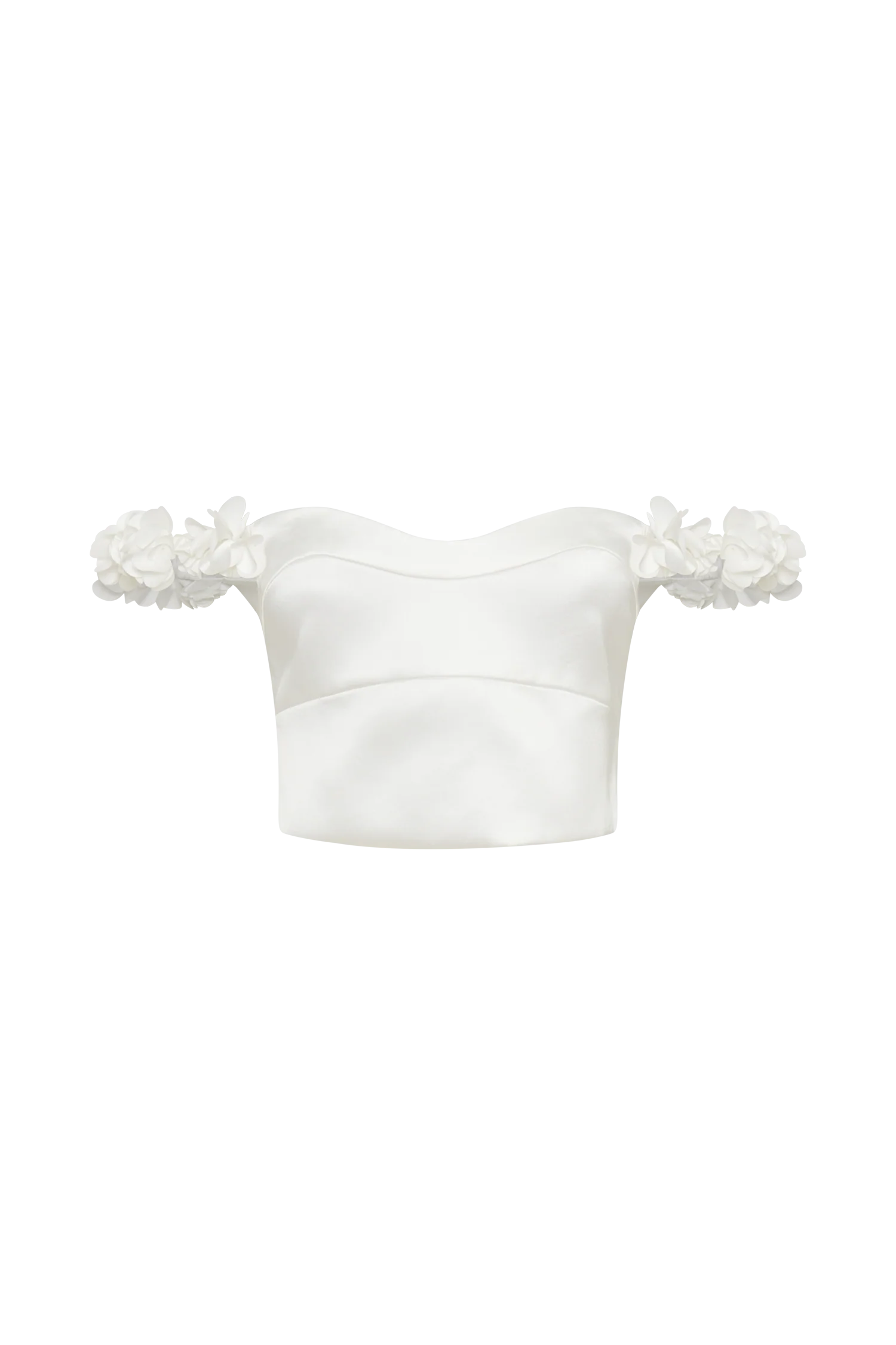 Karrie Cropped Satin Rose Bodice - White - Image 8