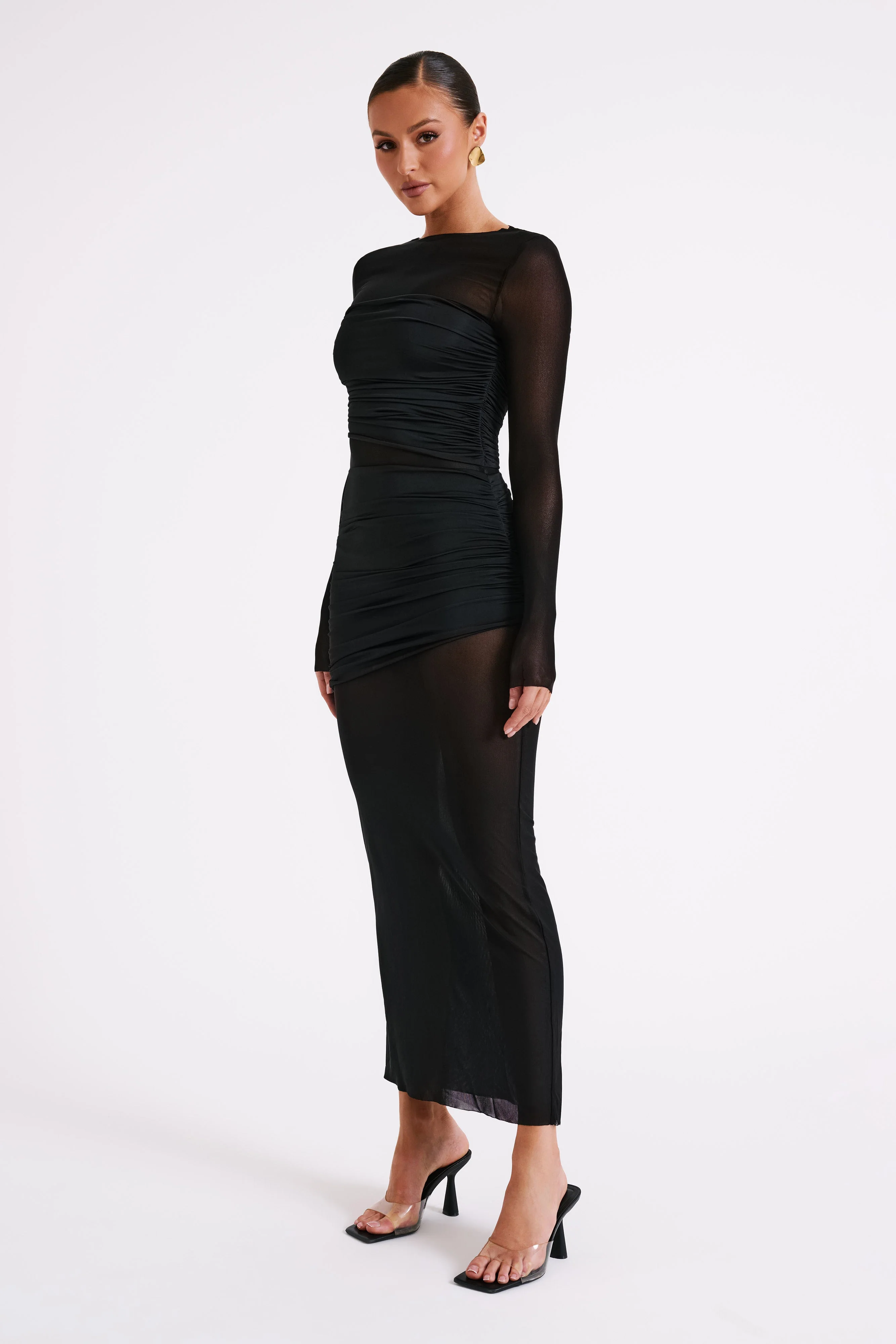 Kate Mesh And Nylon Maxi Dress - Black - Image 5