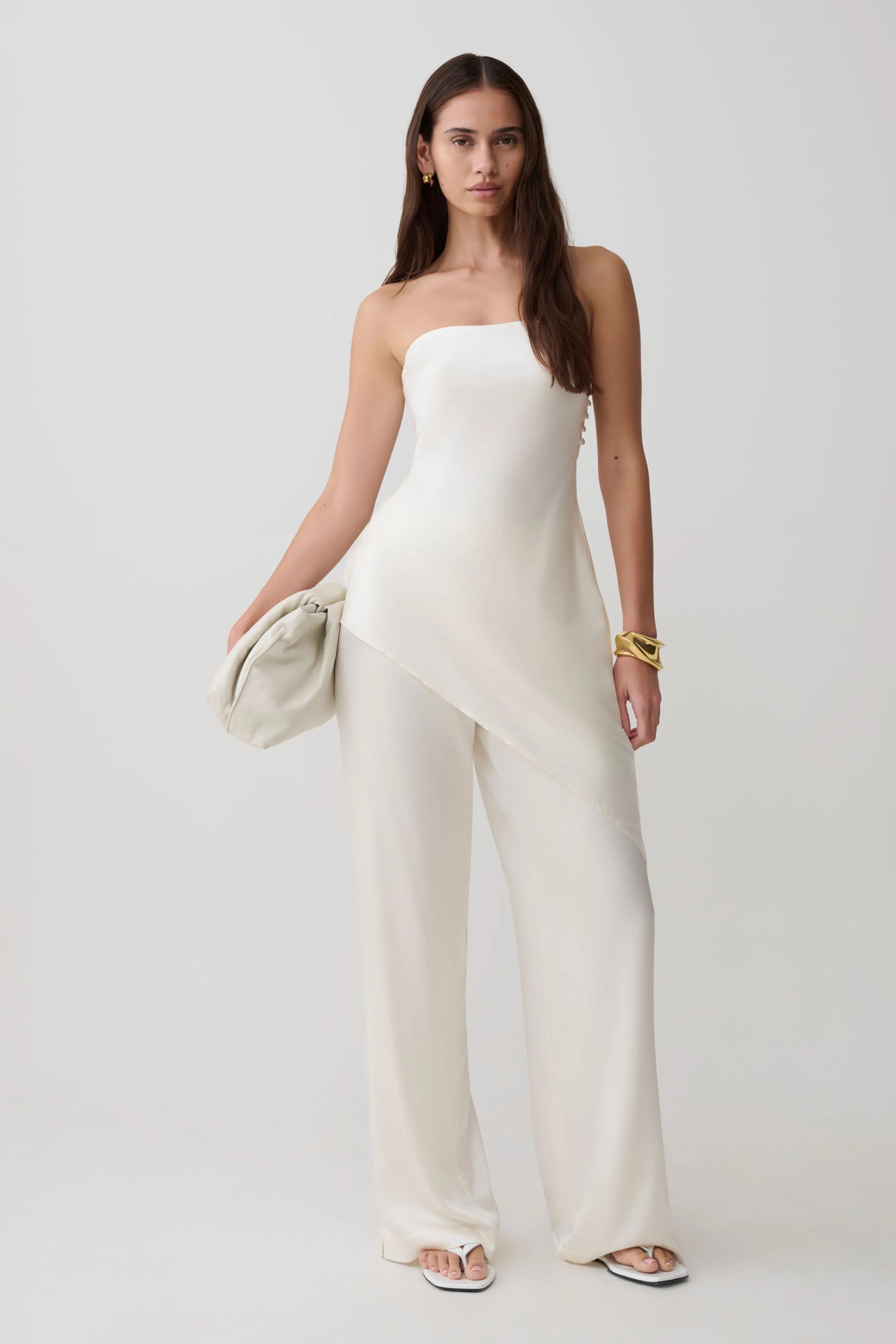 Kayla Silk Blend Straight Leg Pants - Ivory - Image 8
