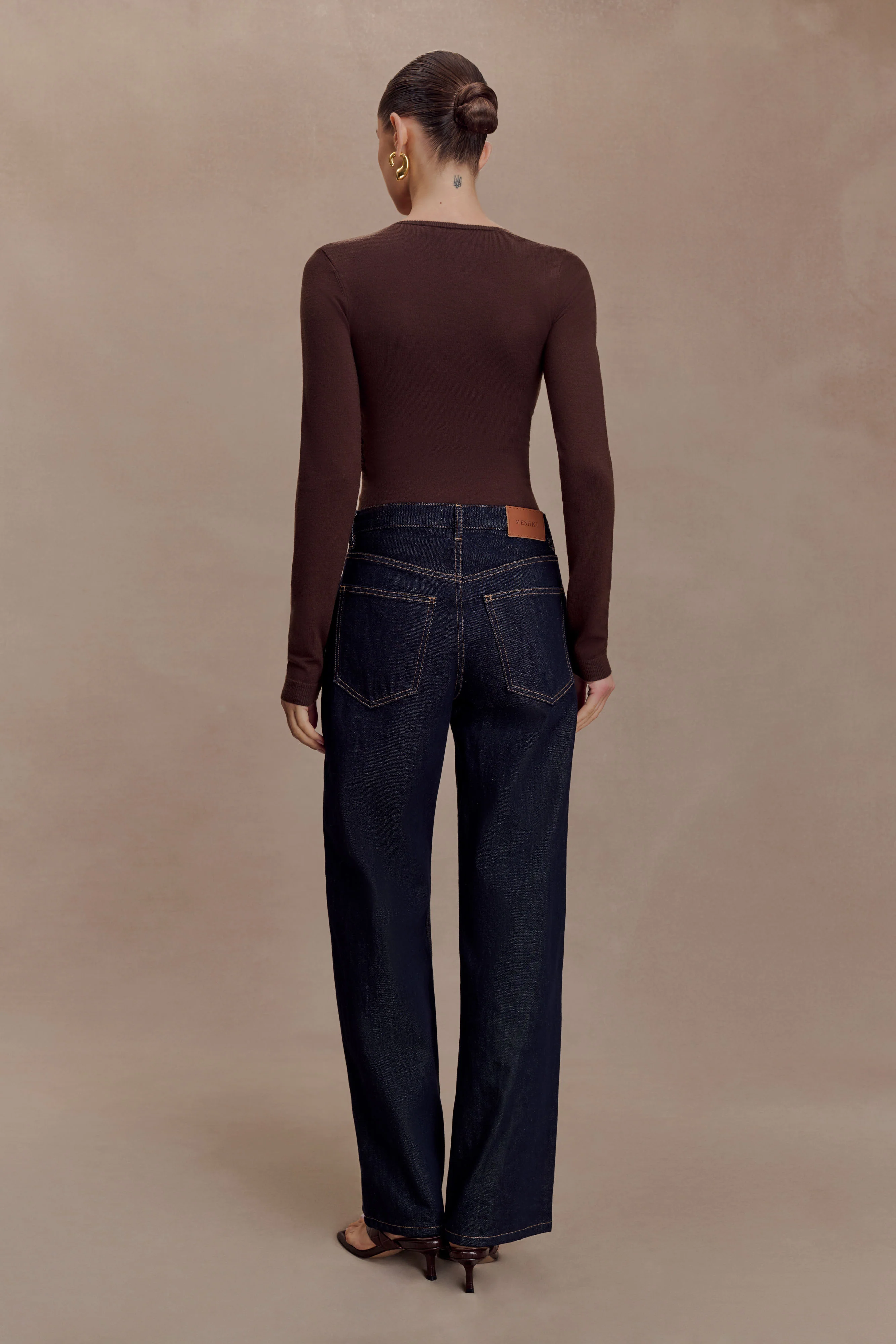 Kaylen Knit Long Sleeve Top - Dark Chocolate - Image 5