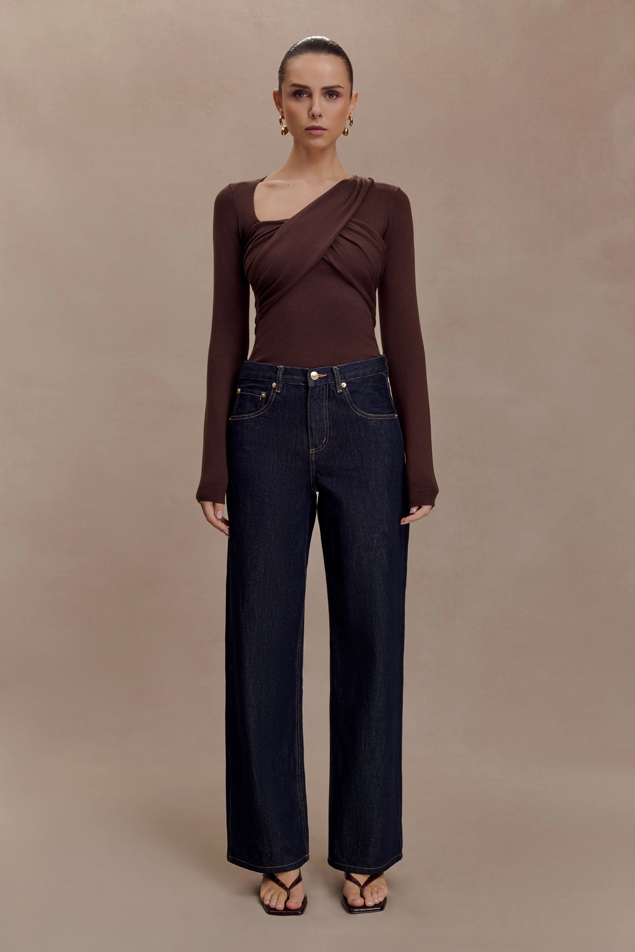 Kaylen Knit Long Sleeve Top - Dark Chocolate - Image 6