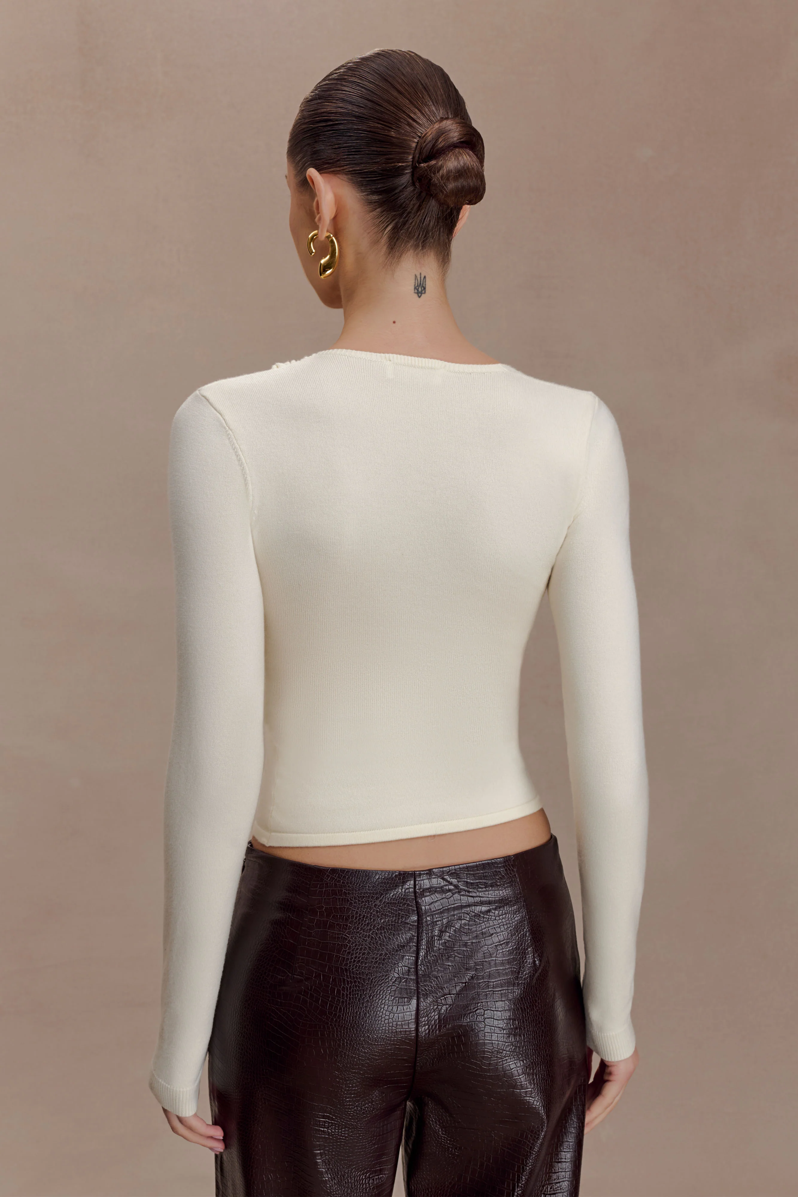 Kaylen Knit Long Sleeve Top - Ivory - Image 3