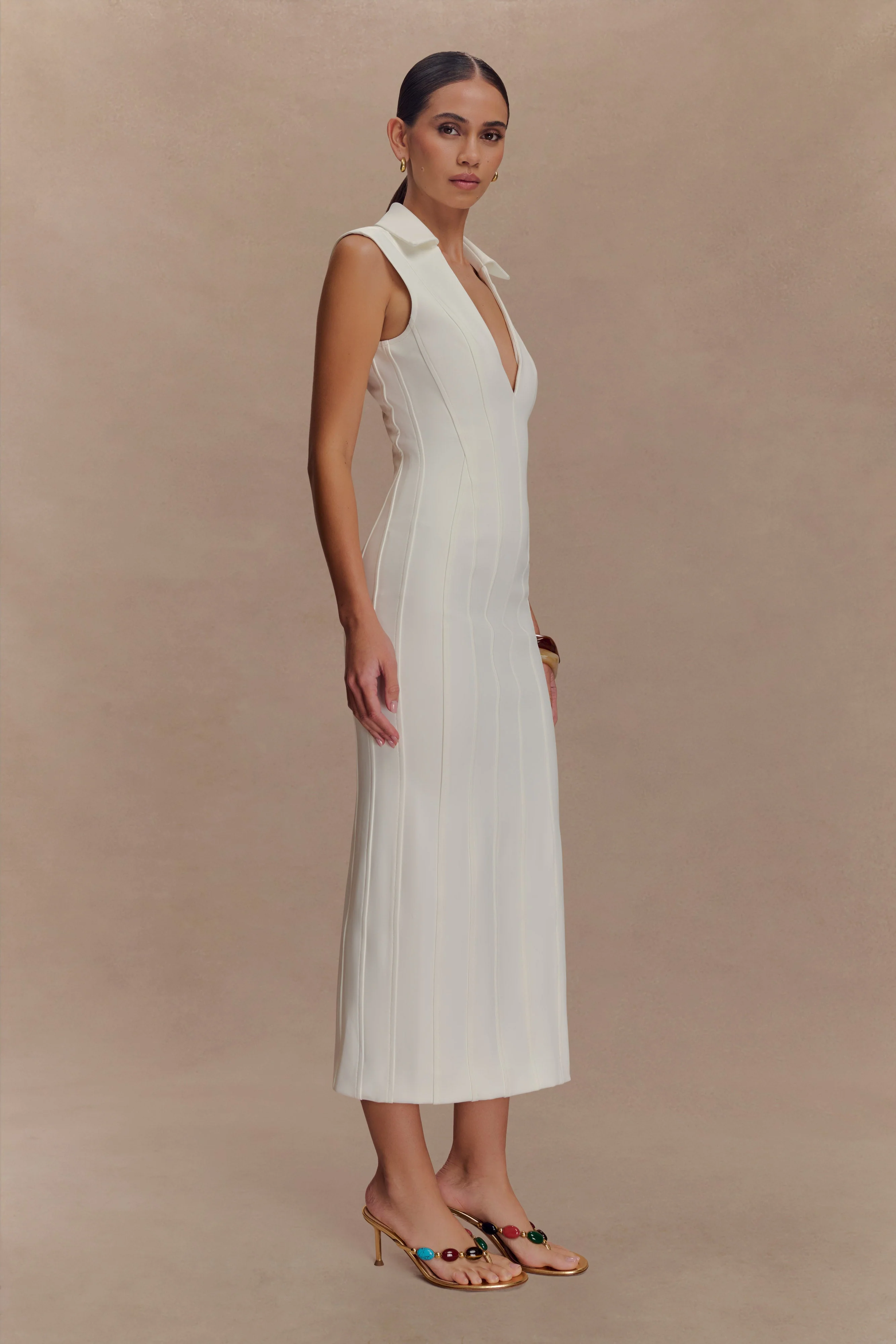 Keagan Sleeveless Midi Dress - Ivory - Image 4