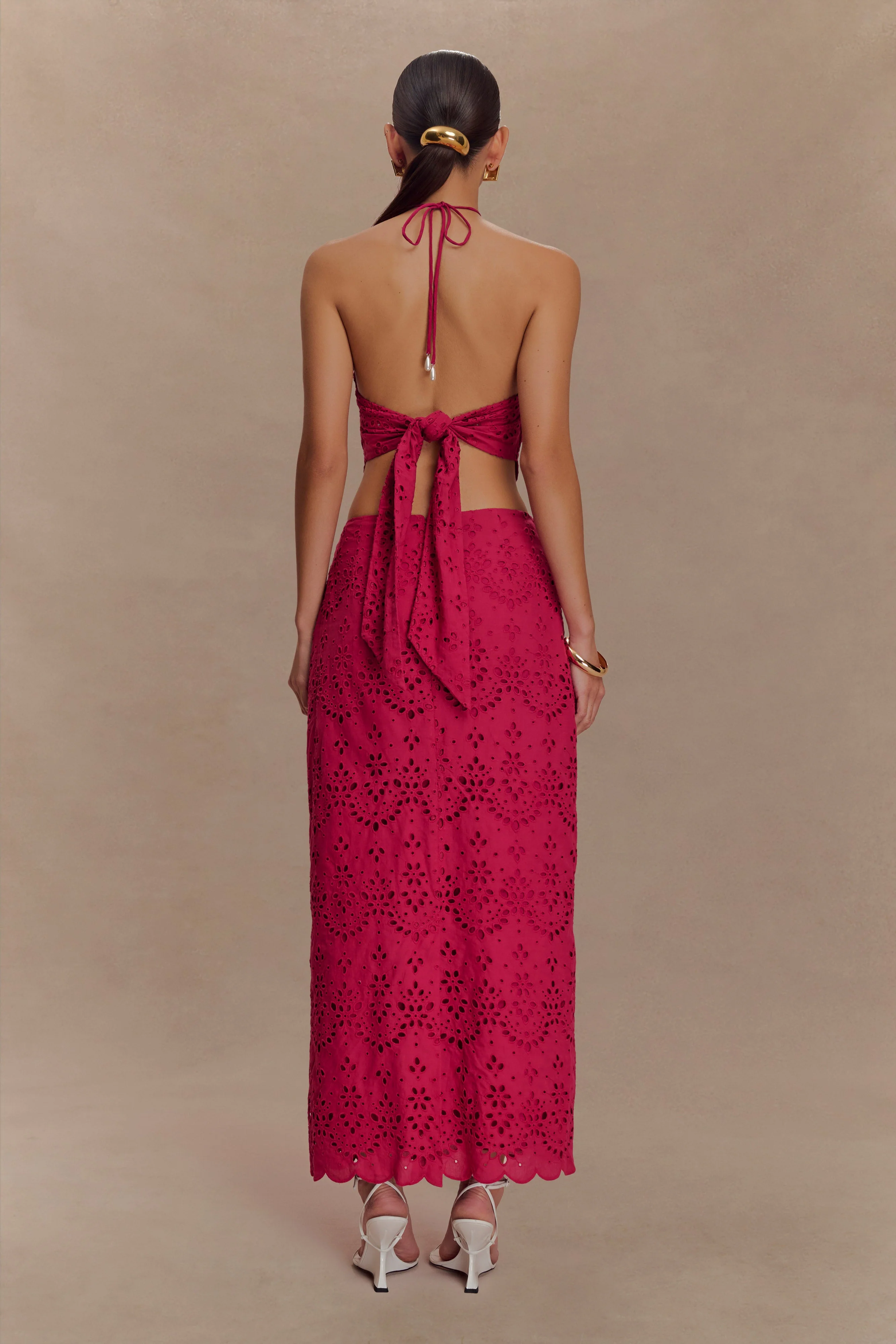 Kensley Broderie Midi Skirt - Dragonfruit - Image 2