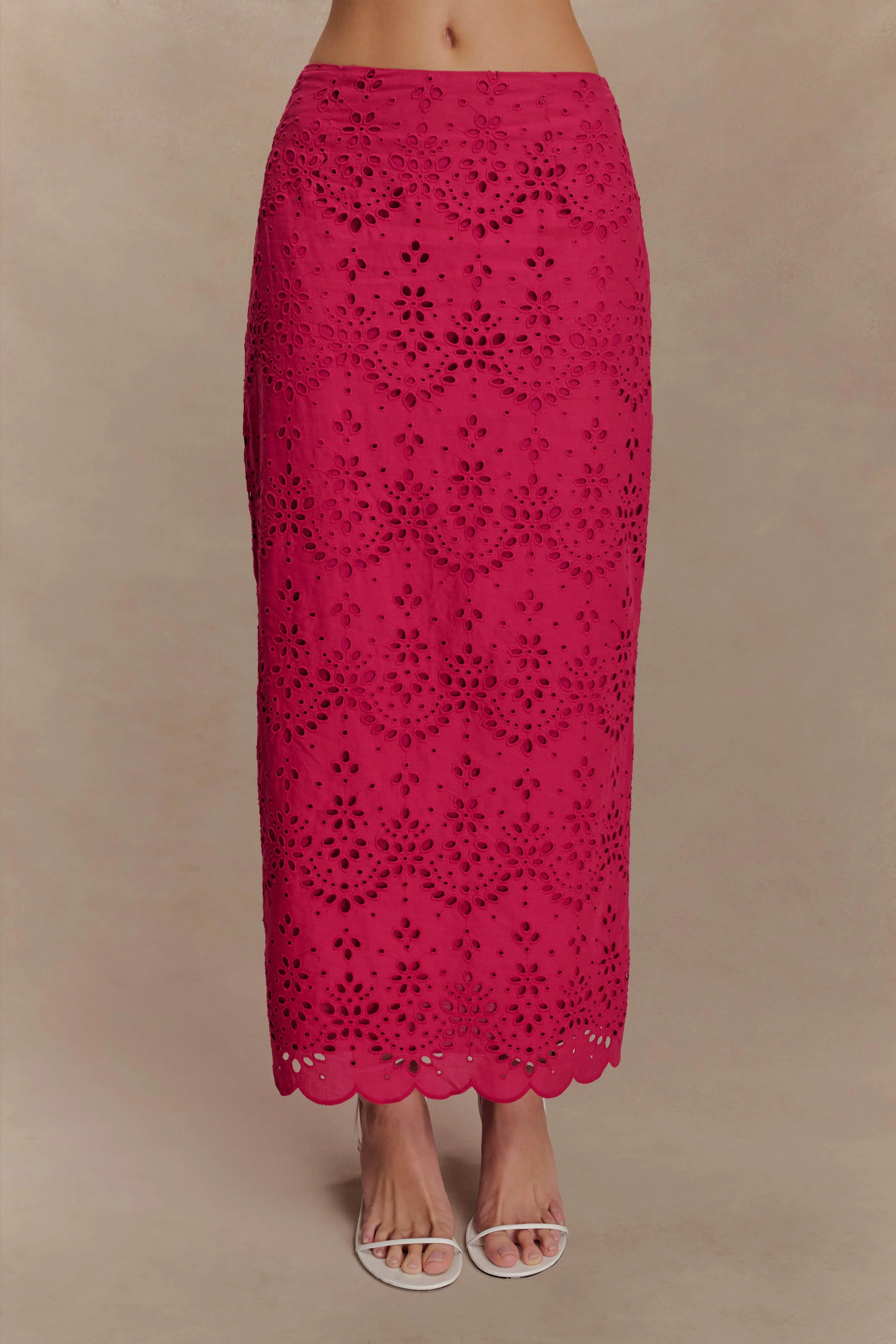 Kensley Broderie Midi Skirt - Dragonfruit - Image 3