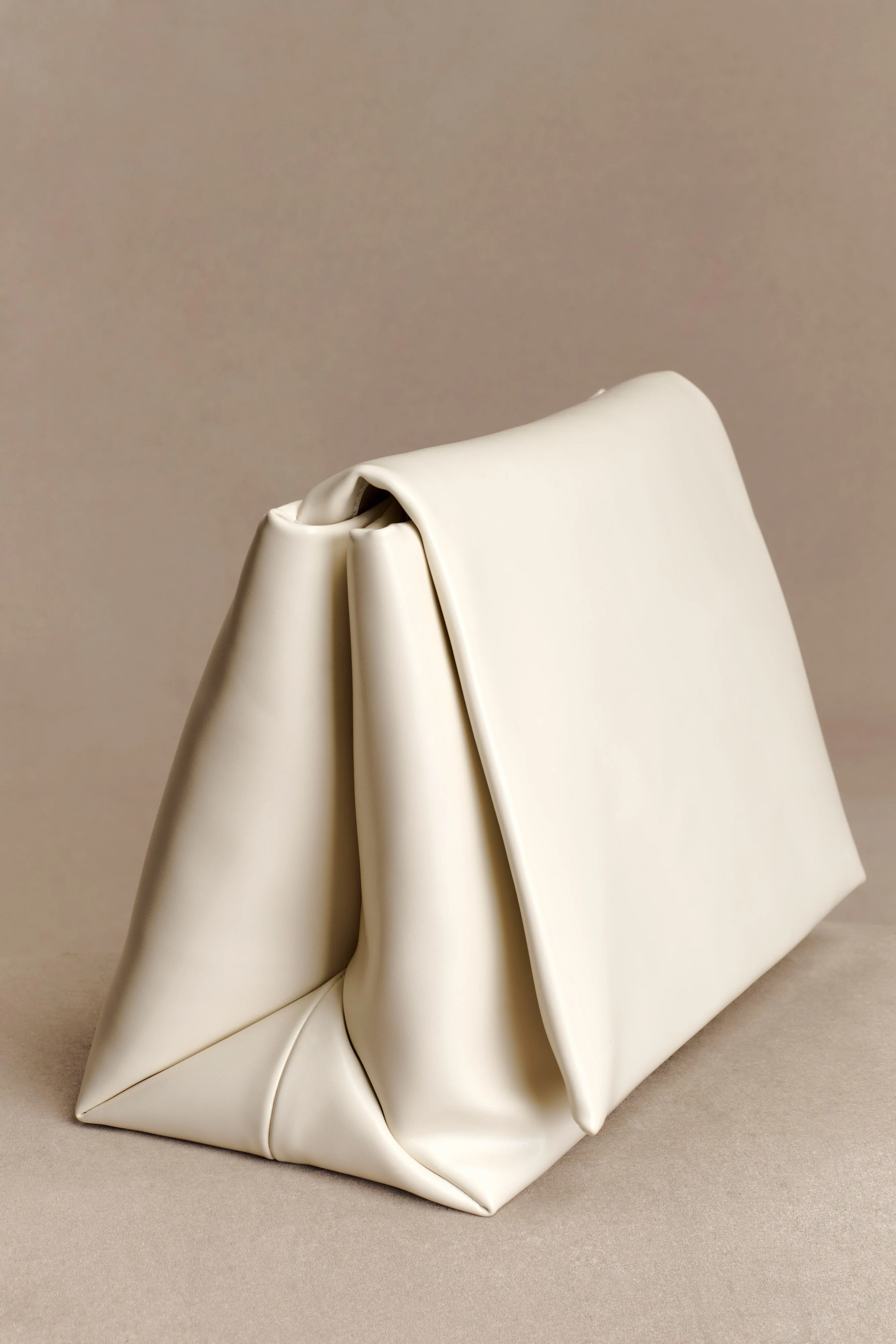 Kiera Faux Leather Oversized Clutch - Ivory - Image 3
