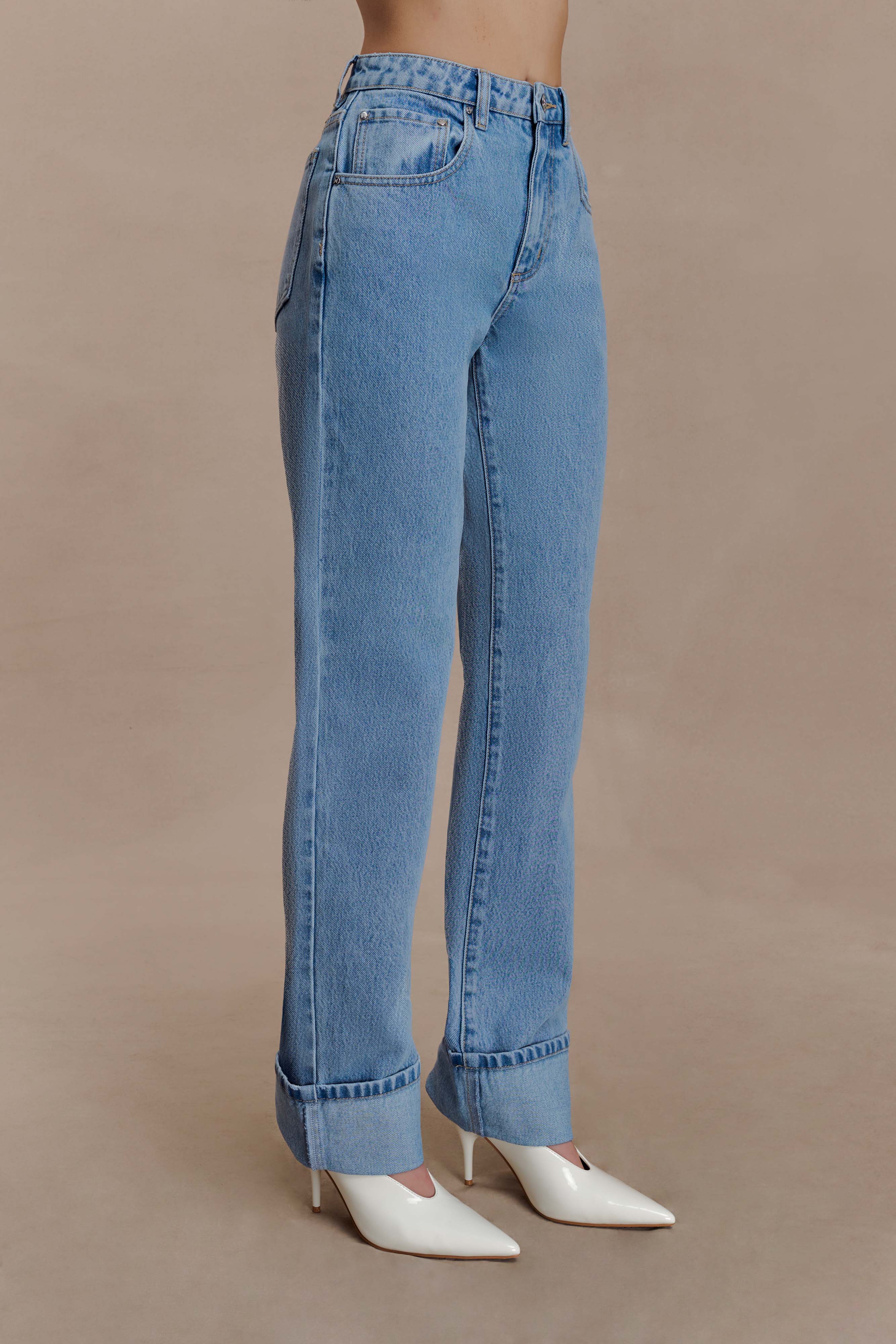 Kirralee Straight Leg Cuffed Jeans - Classic Blue - Image 6