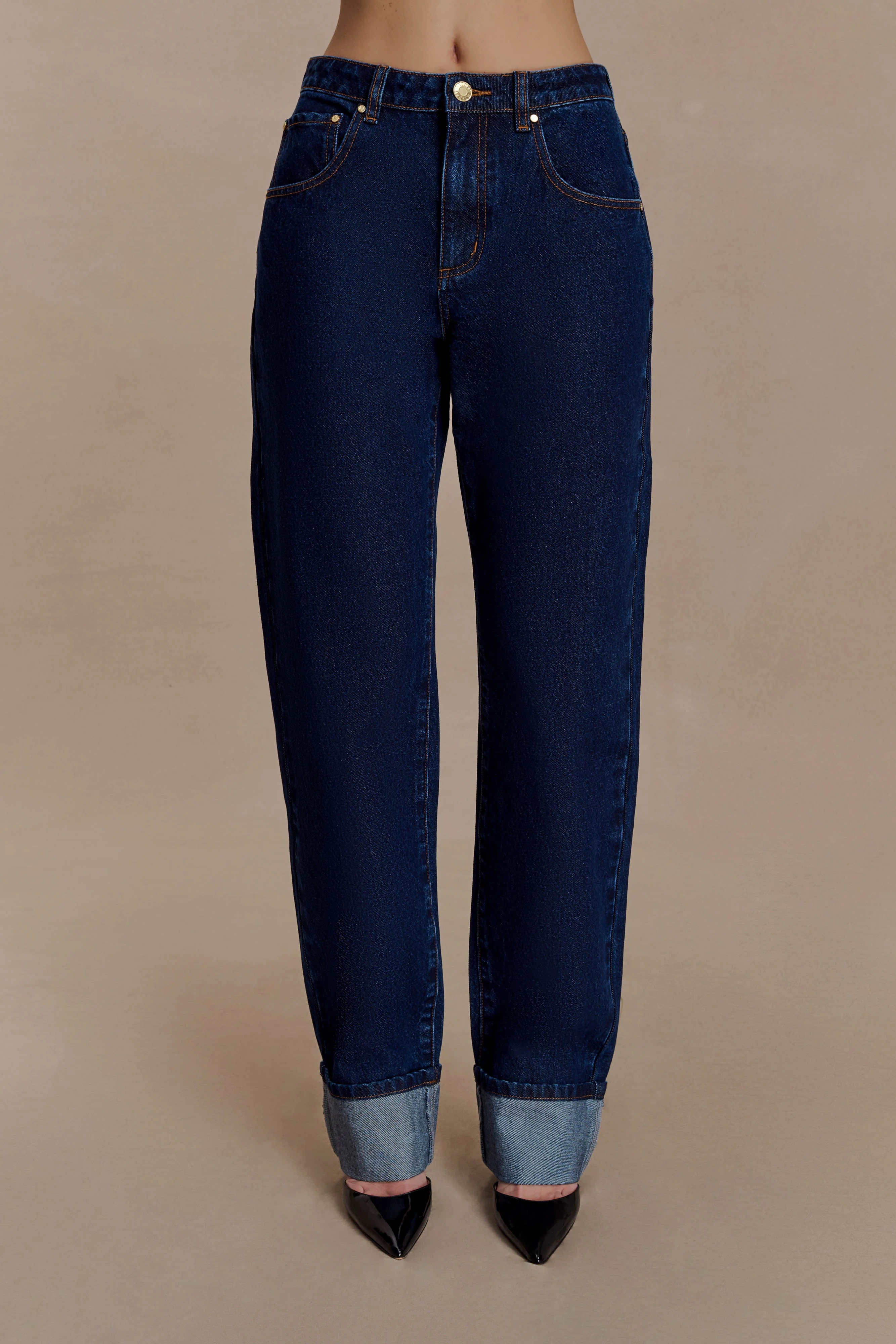 Kirralee Straight Leg Cuffed Jeans - Indigo Blue - Image 8