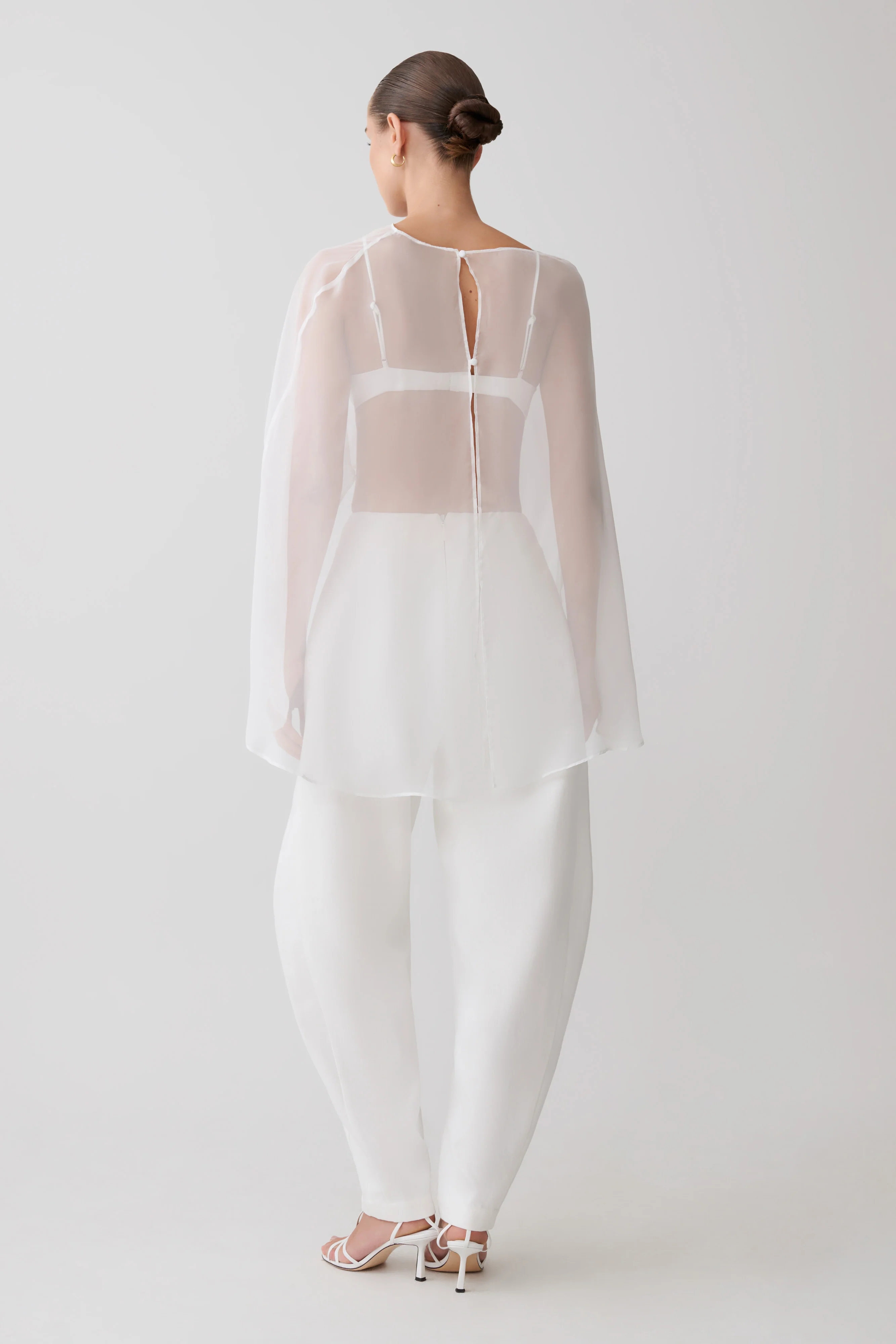 Kirstine Bralette With Chiffon Cape - Ivory - Image 5