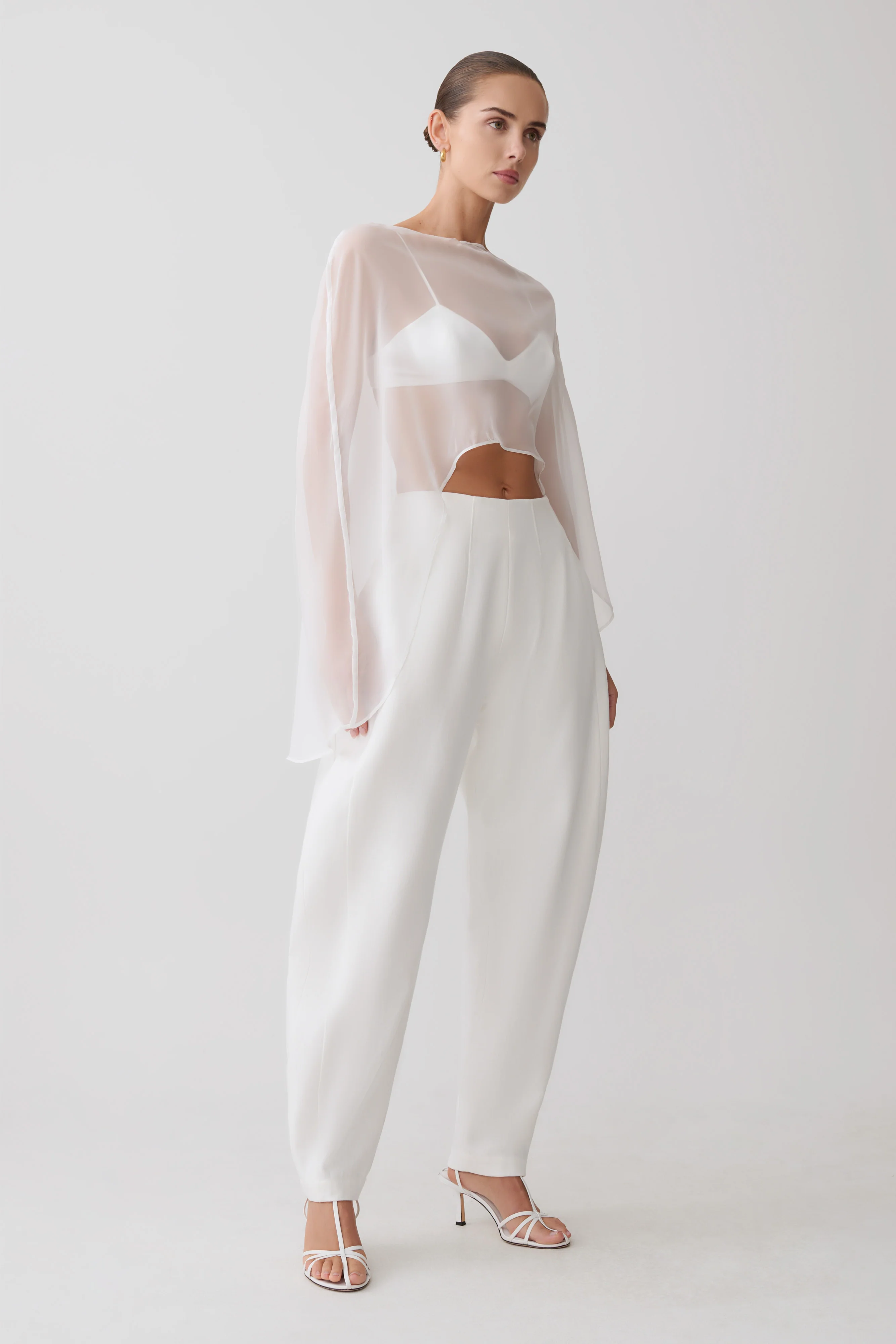 Kirstine Bralette With Chiffon Cape - Ivory - Image 7