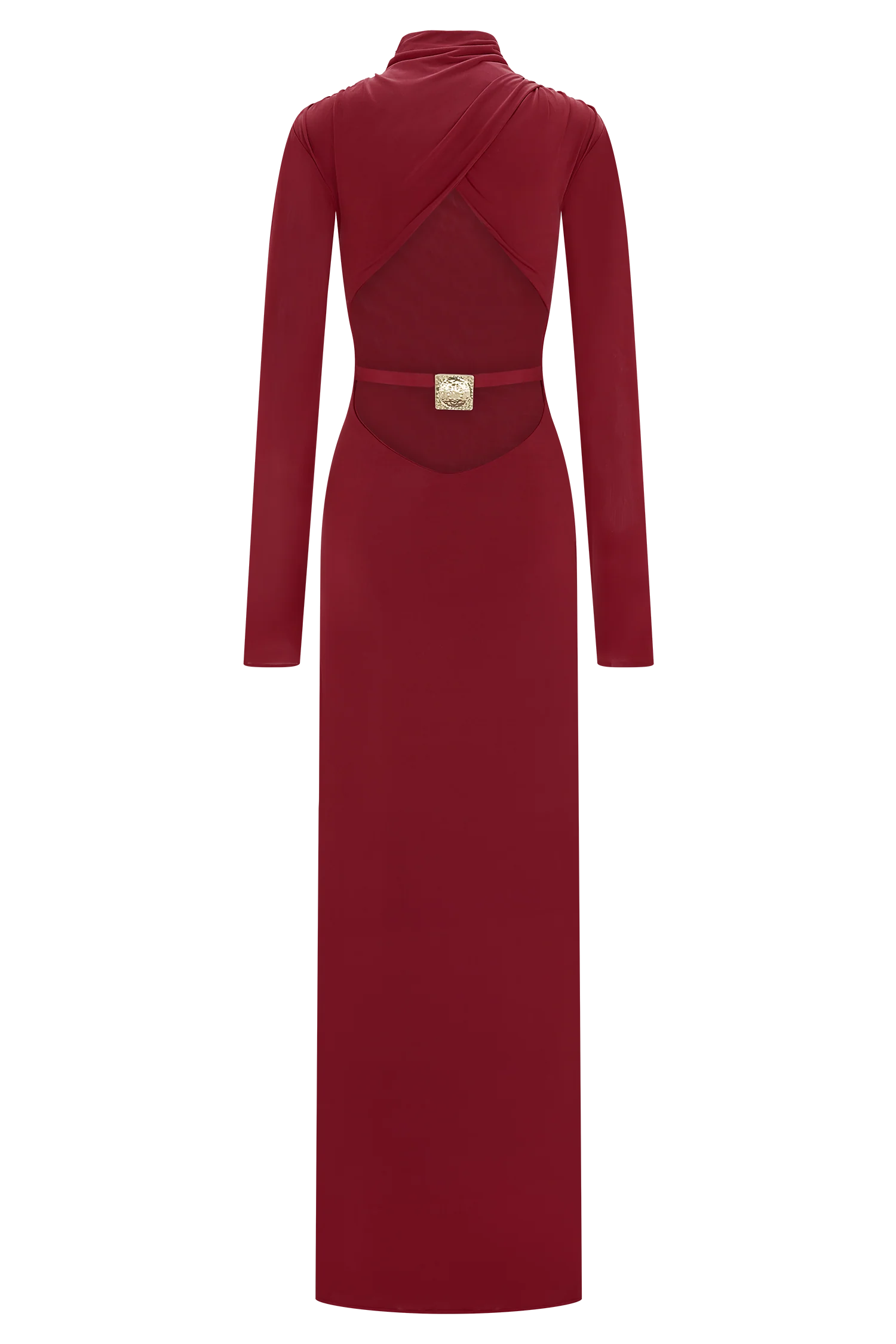 Kiyah Slinky Cut Out Maxi Dress - Red - Image 9