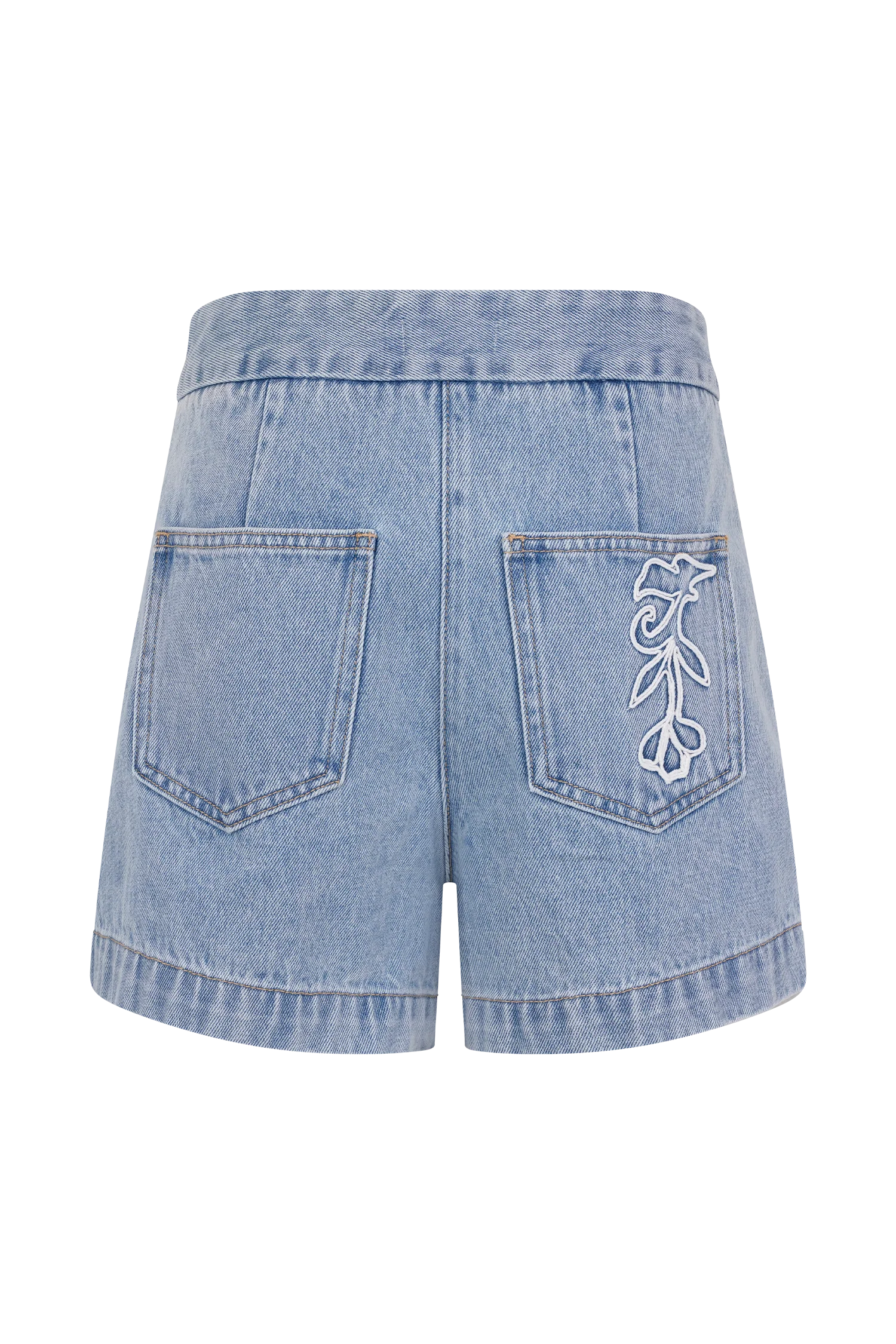 Kylee Embroidered Shorts - Mid Blue - Image 7