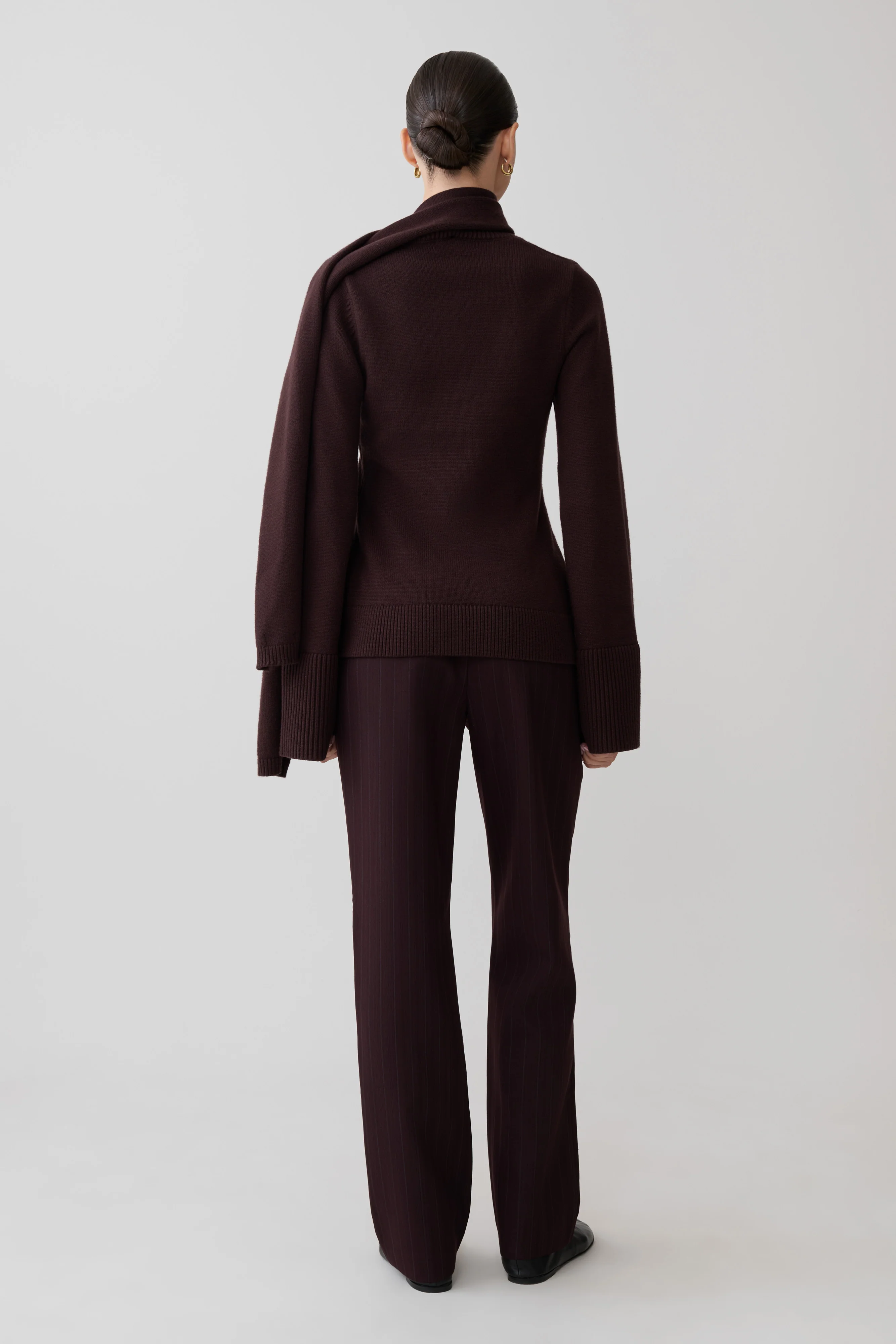 Lara Knit Cardigan With Scarf - Chocolate - Image 2