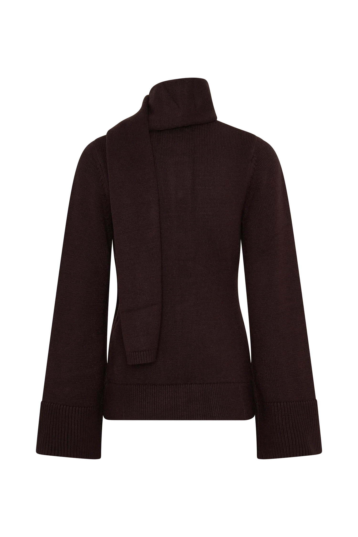 Lara Knit Cardigan With Scarf - Chocolate - Image 6